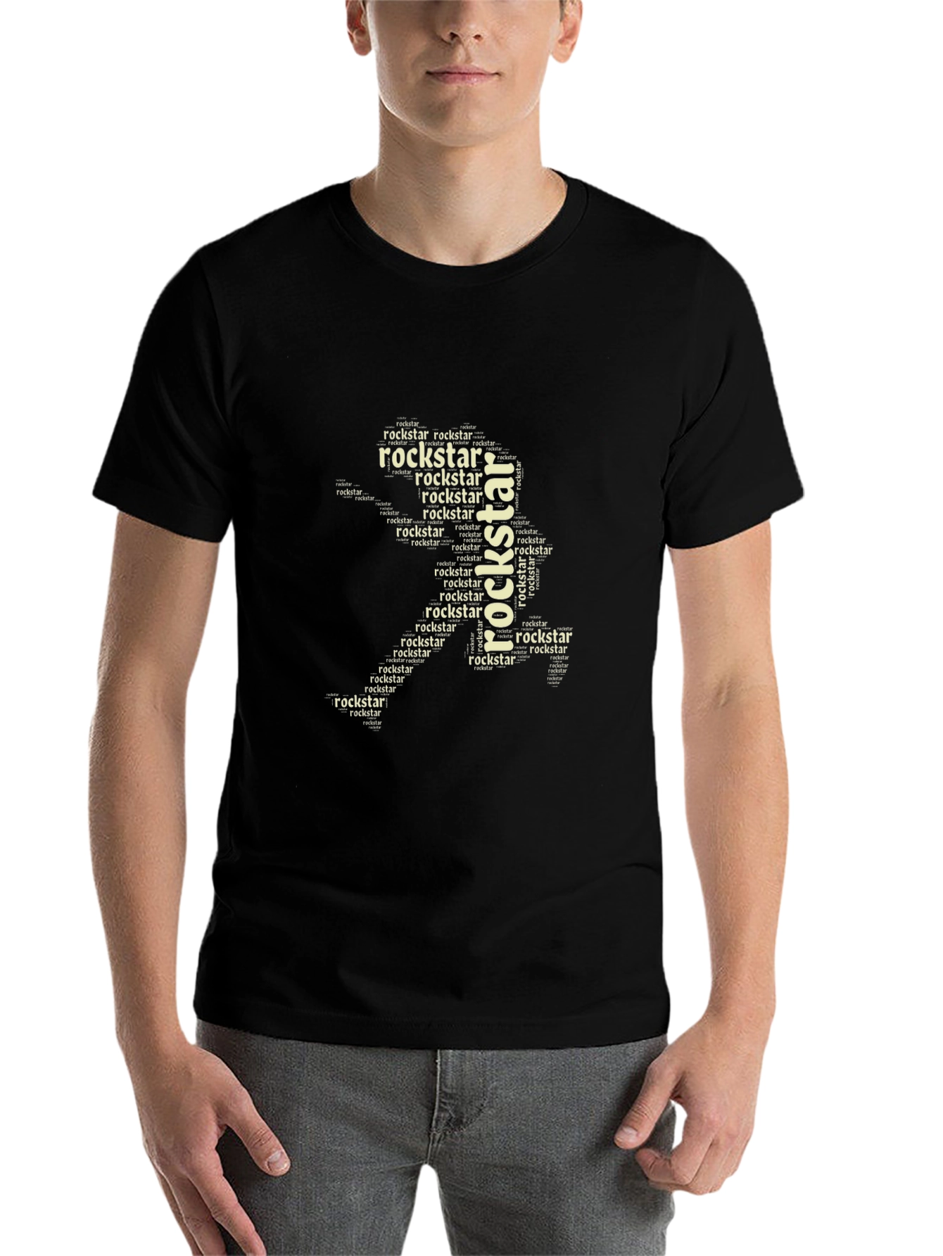 Black Rockstar Word Art Black T-Shirt view 7