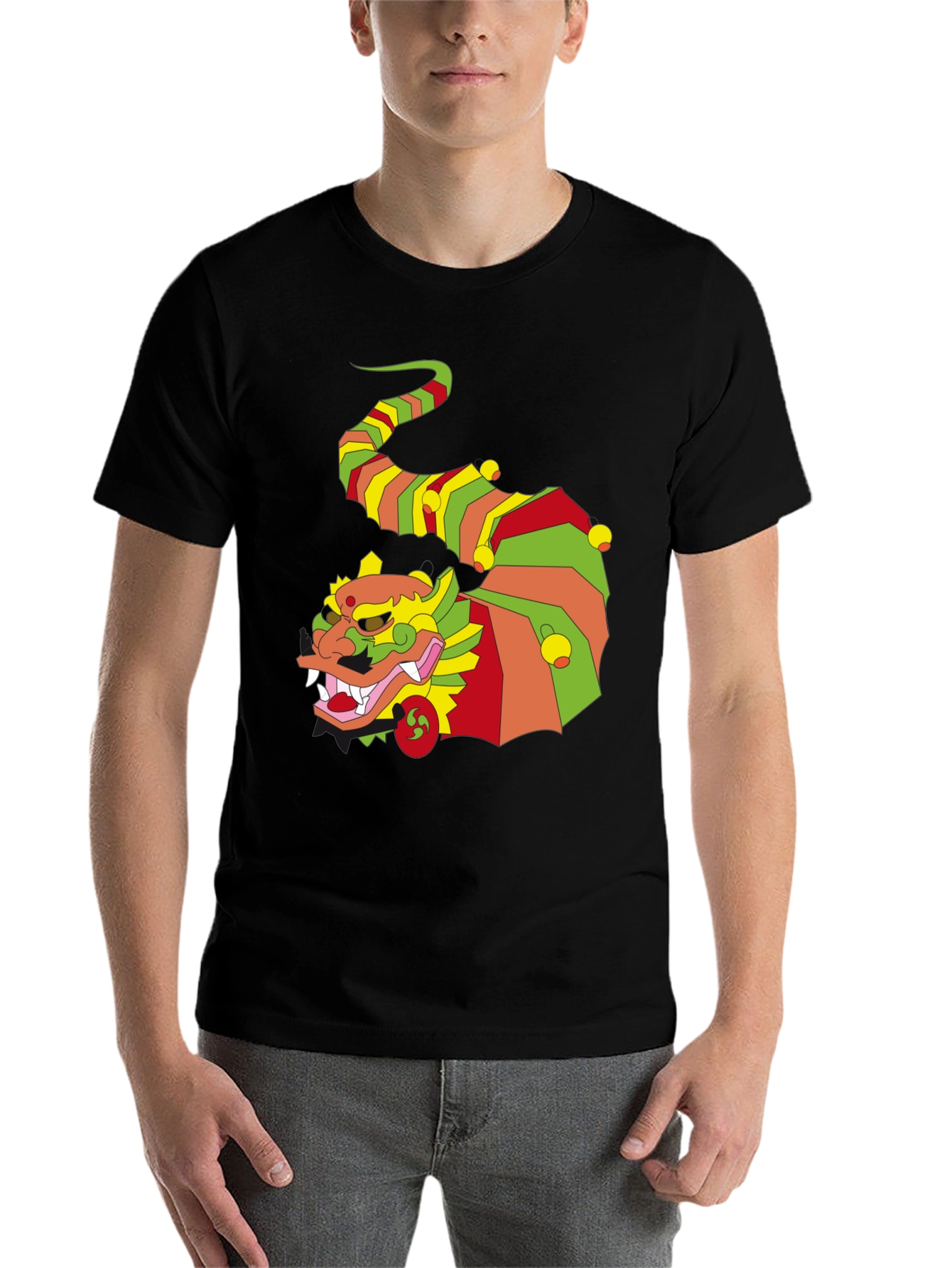 Black Funky Dragon Graphic Black T-Shirt view 7
