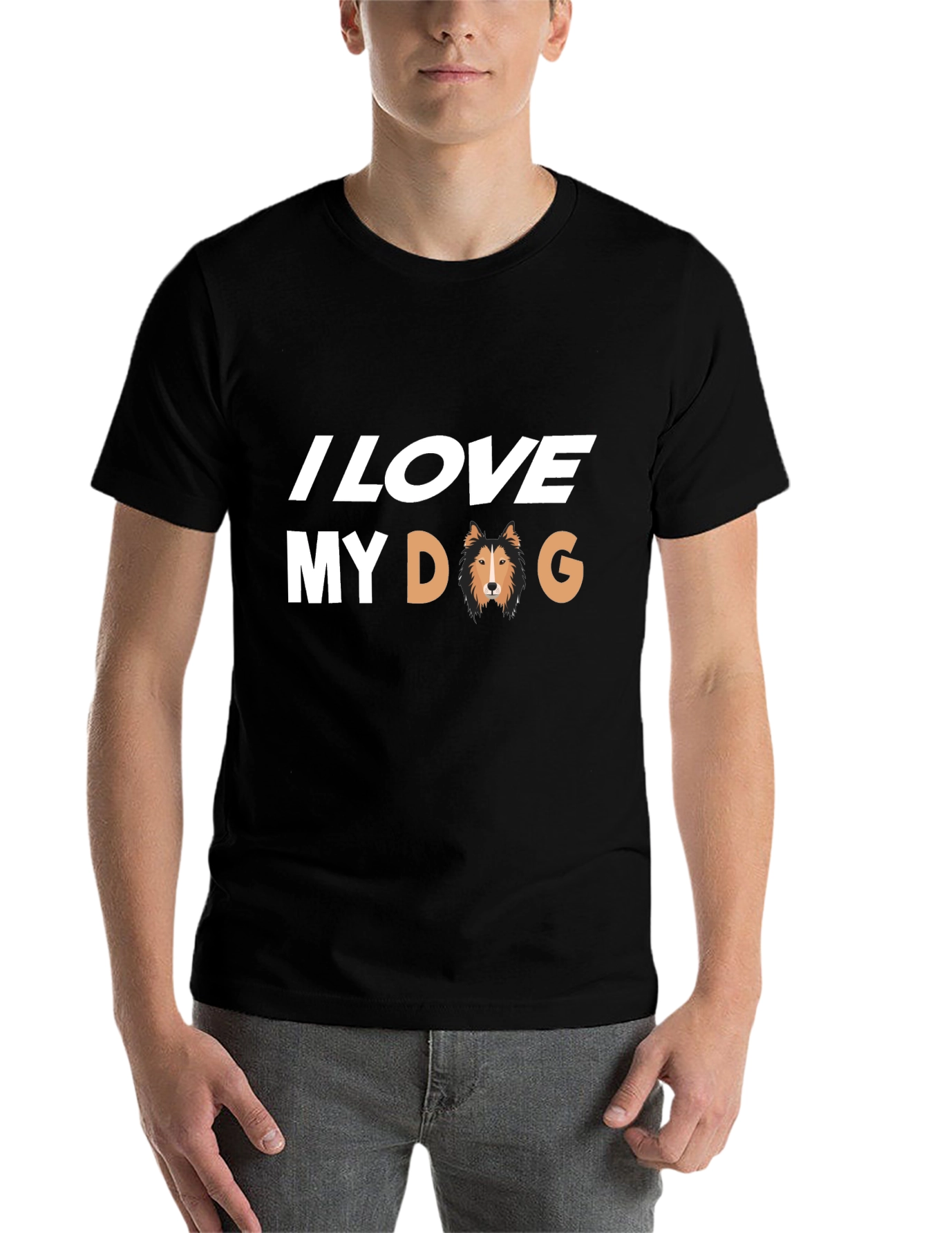 Black I Love My Dog Black T-Shirt view 7