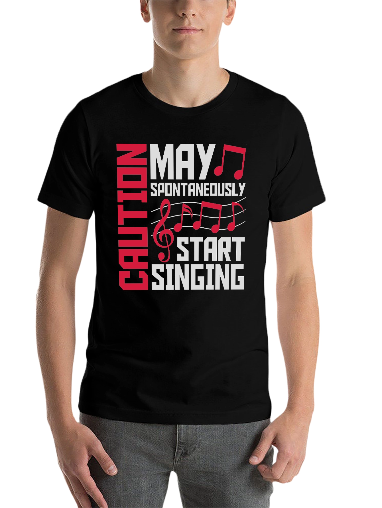 Black Caution May Spontaneously Start Singing T-Shirt view 7