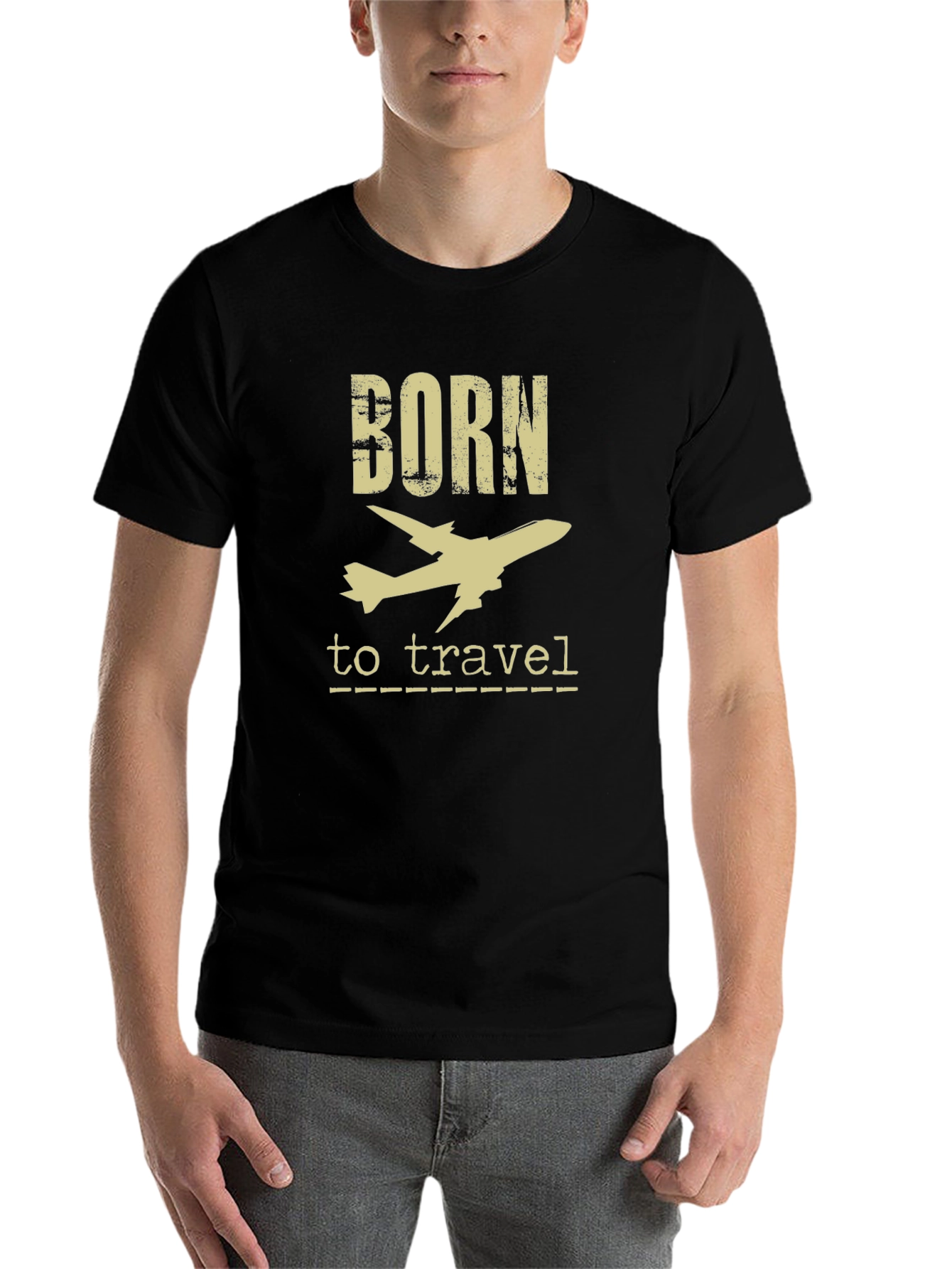 Born to Travel Airplane Graphic Tee - Black - 7