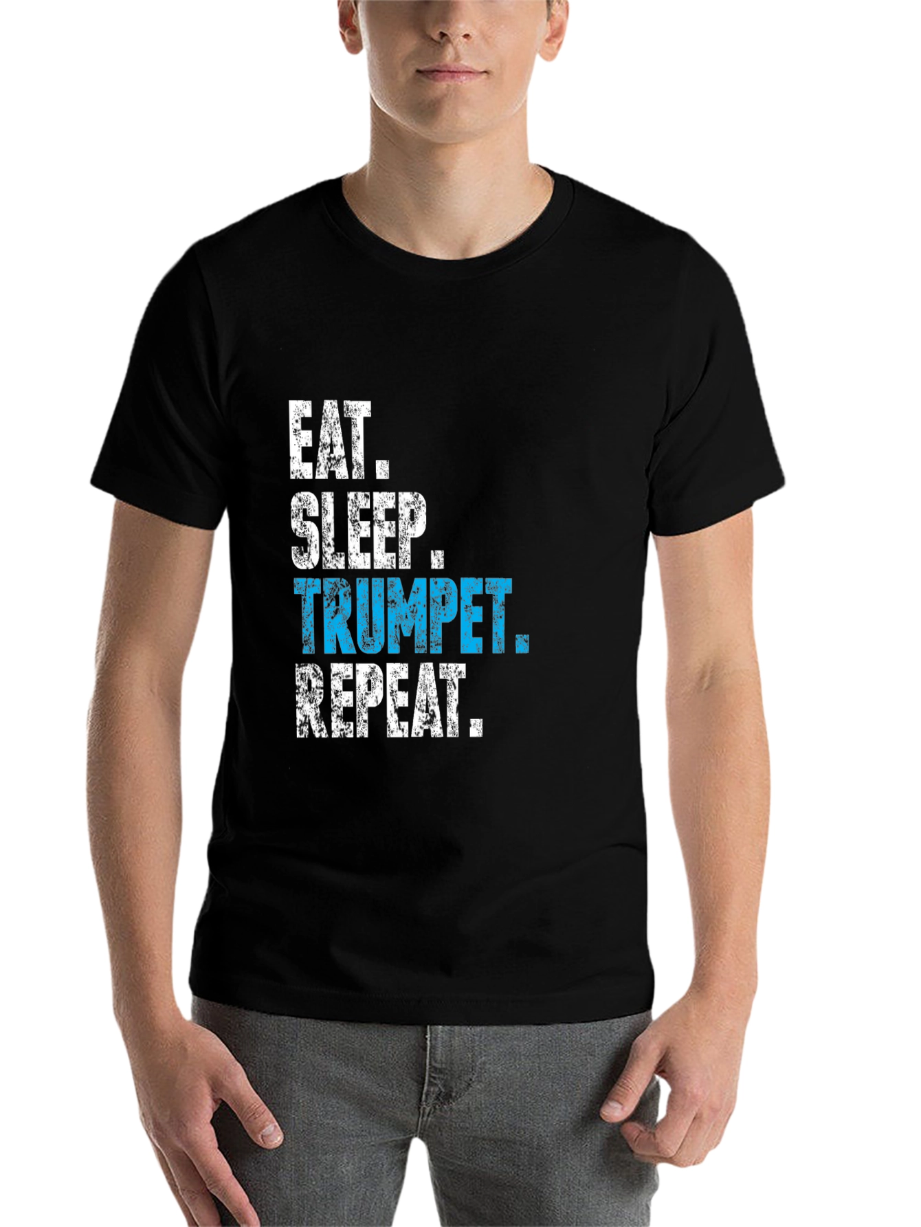 Black Eat Sleep Trumpet Repeat T-Shirt view 7