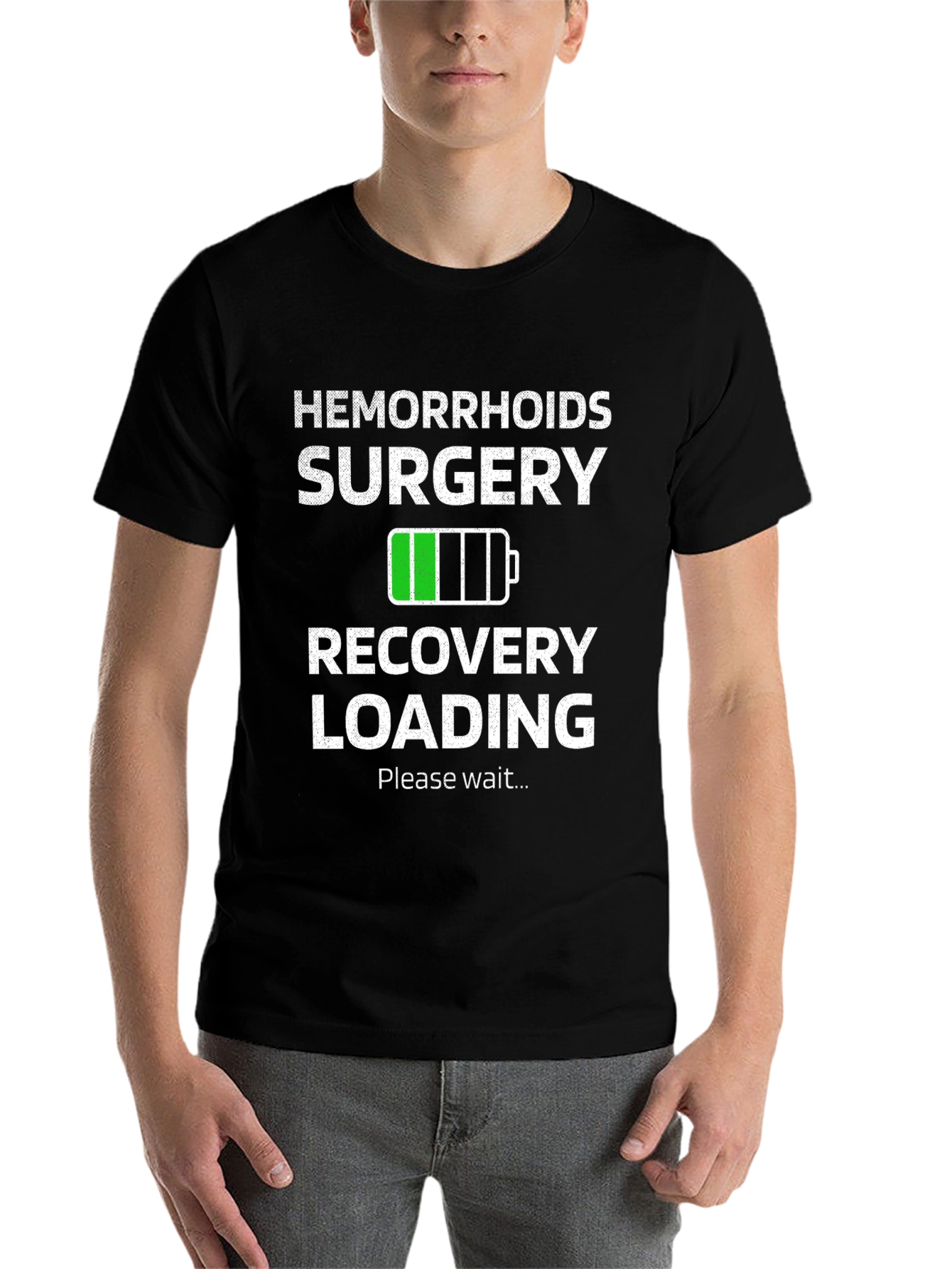 Black Hemorrhoids Surgery Recovery Loading Funny T-Shirt view 7