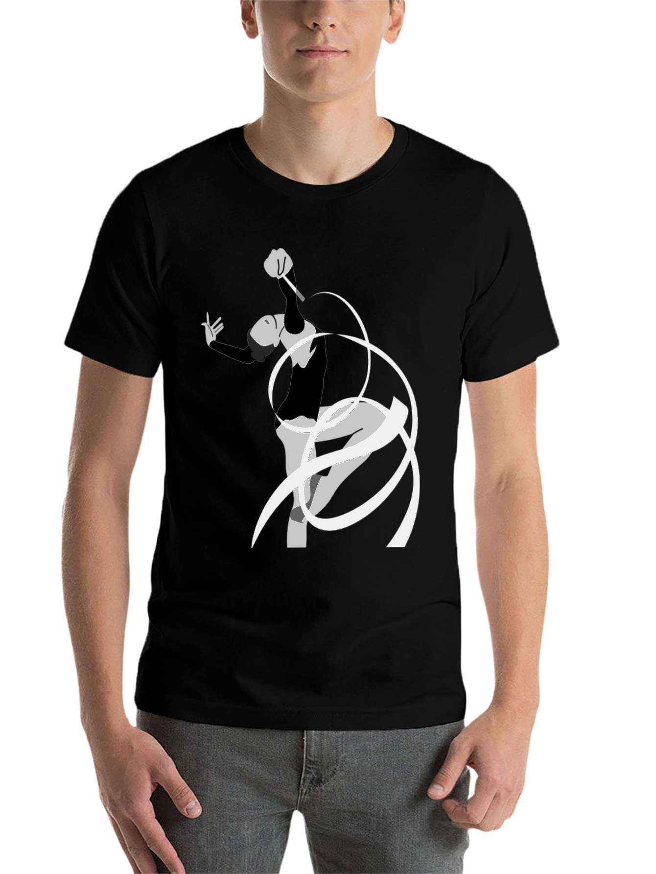 Black Rhythmic Gymnastics Graphic Tee - Black Cotton Blend view 7