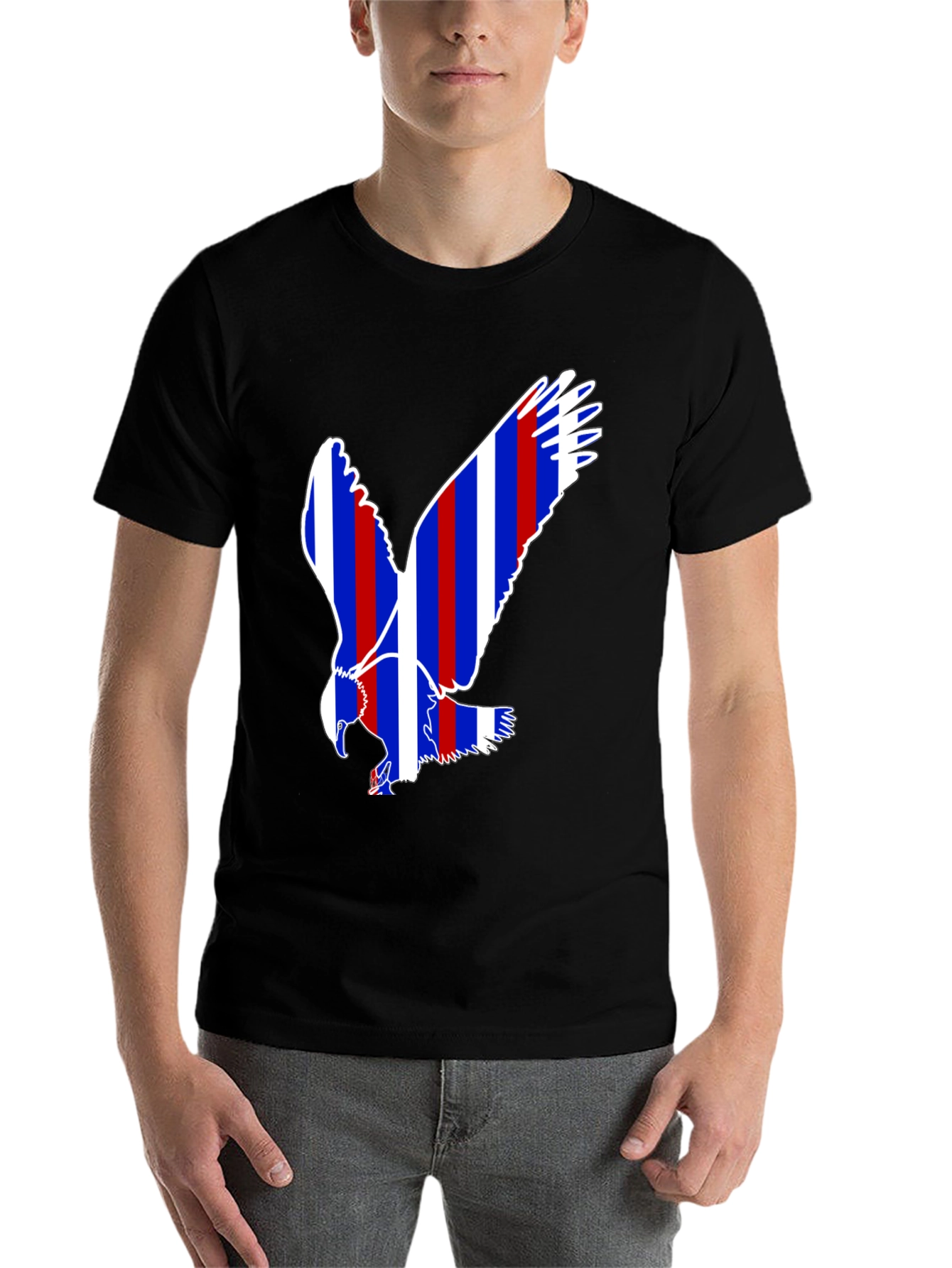 Black Patriotic Eagle Graphic Tee - Black Cotton Blend view 7