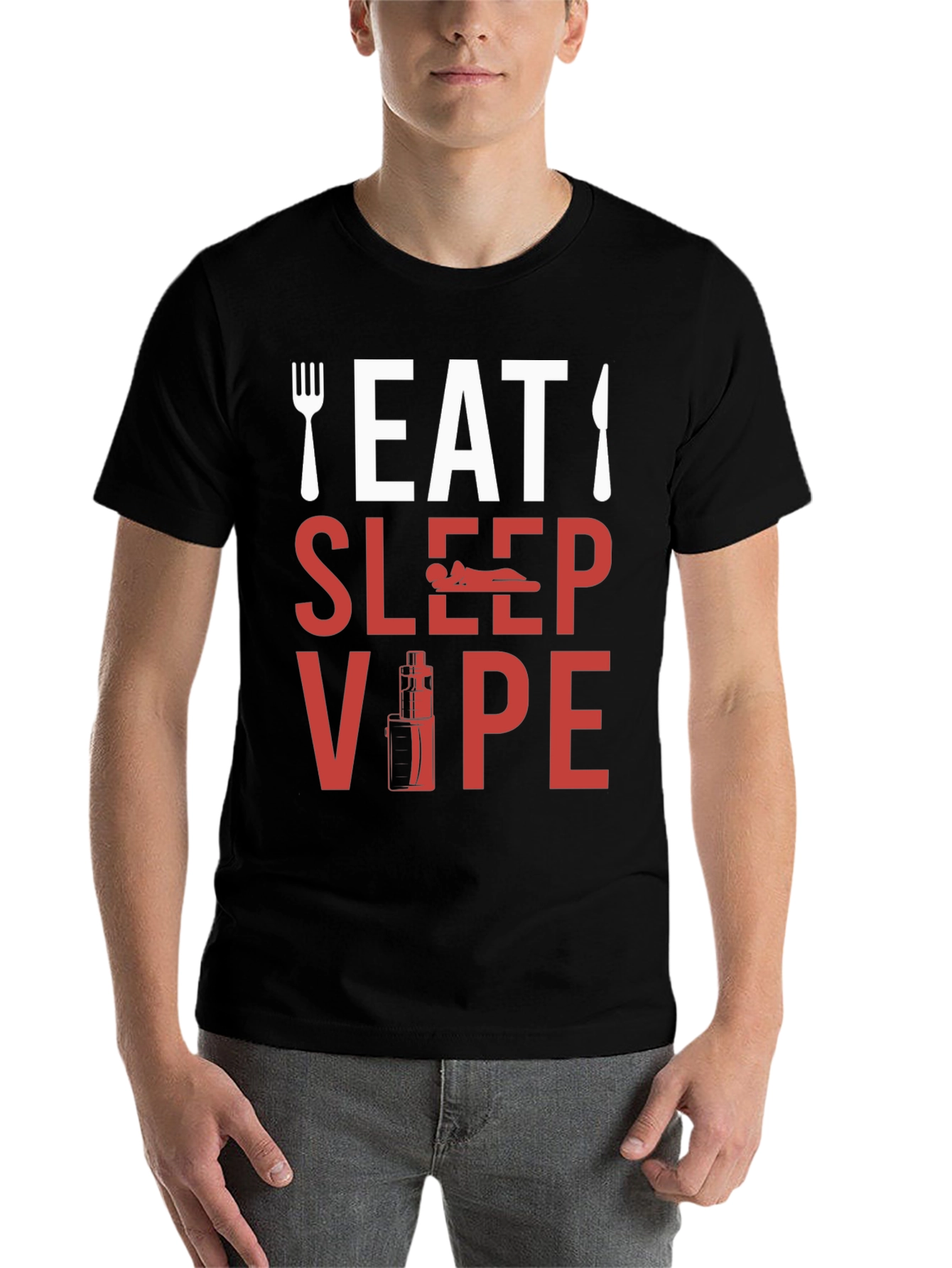 Black Eat Sleep Vape T-Shirt - Novelty Graphic Tee view 7