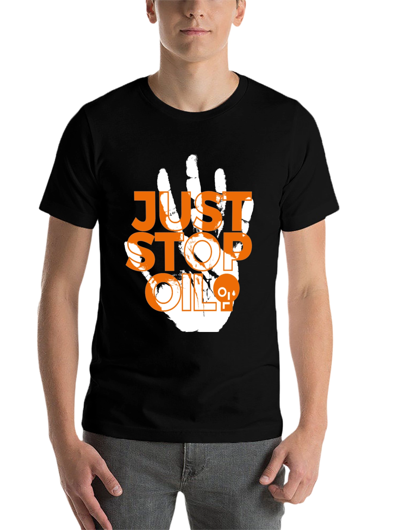 Black Just Stop Oil Tee - Eco-Friendly Activist Shirt view 7