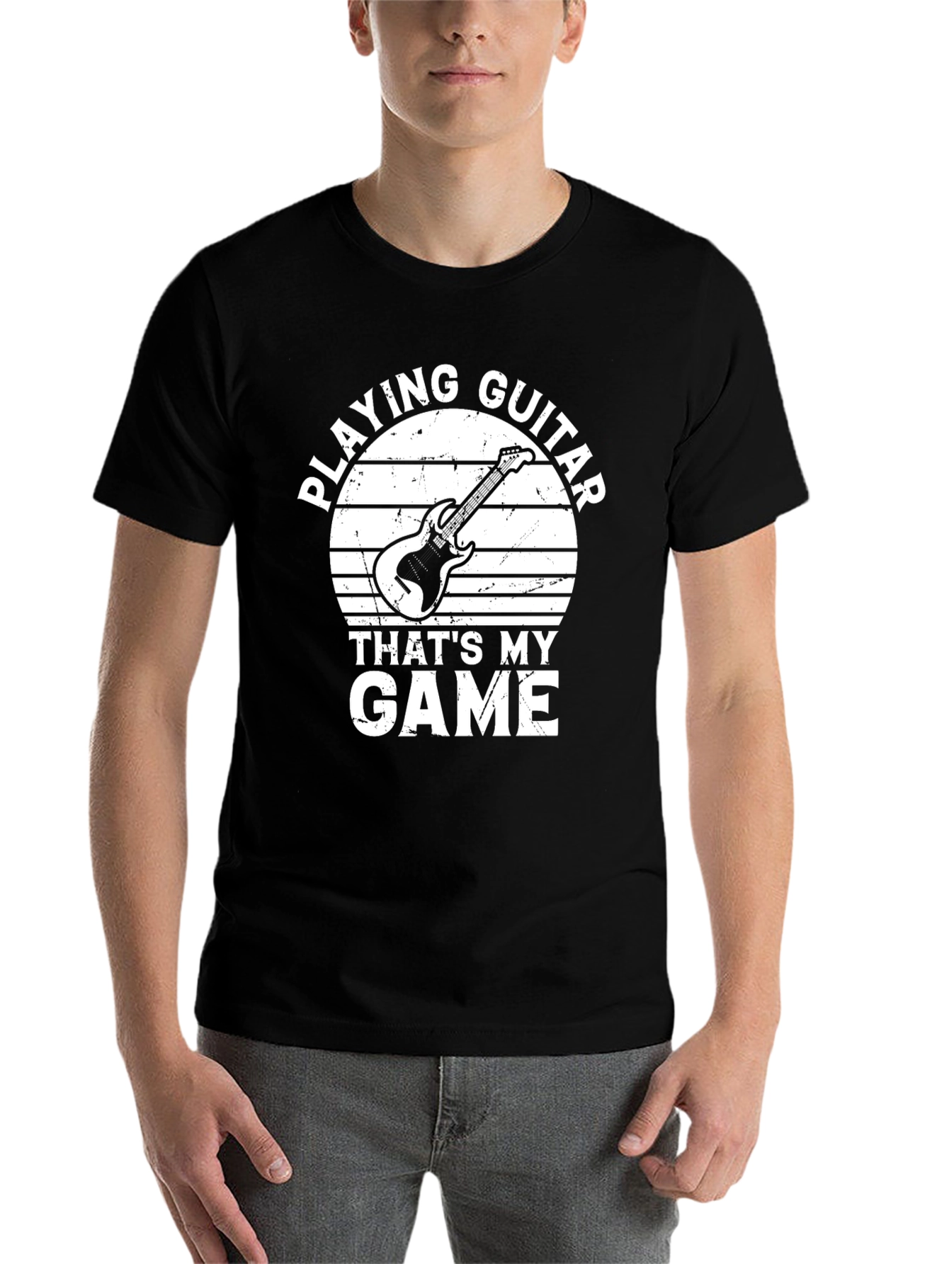 Black Playing Guitar T-Shirt - That's My Game view 7