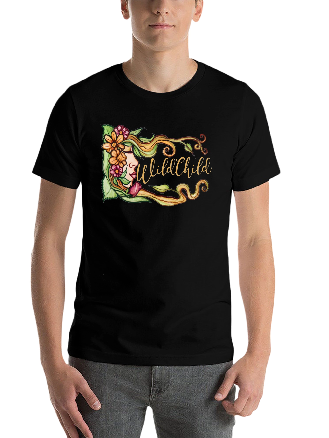 Black Wild Child Floral Graphic Black T-Shirt view 7