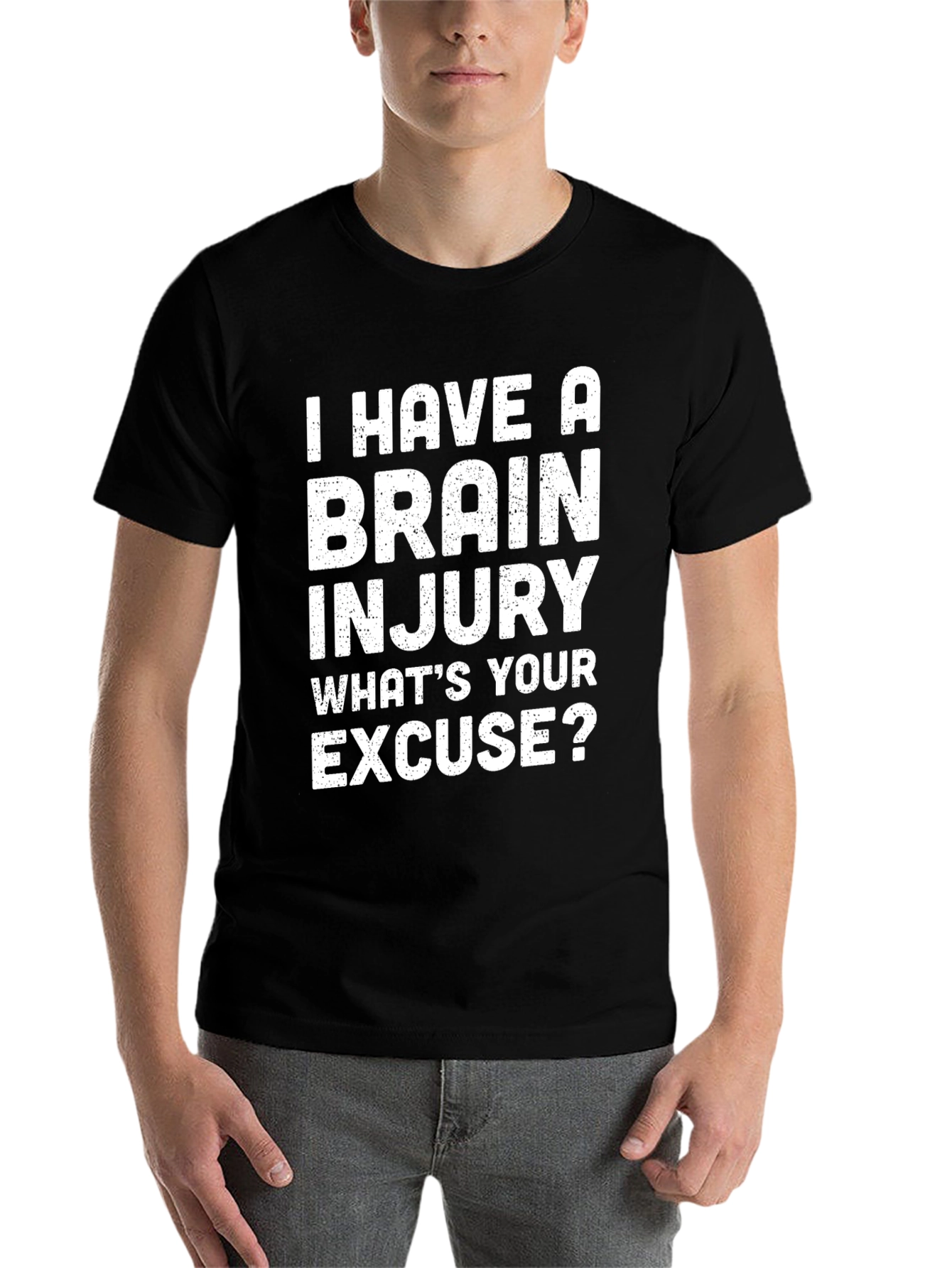 Black I Have A Brain Injury T-Shirt - Funny Sarcastic Tee view 7