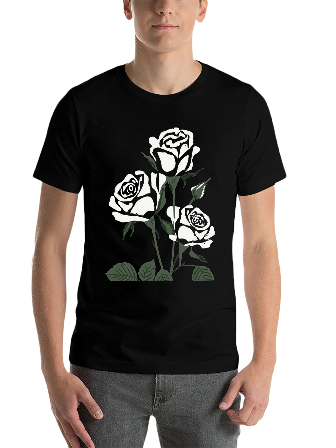 Black Black Rose Graphic Tee for Men view 7