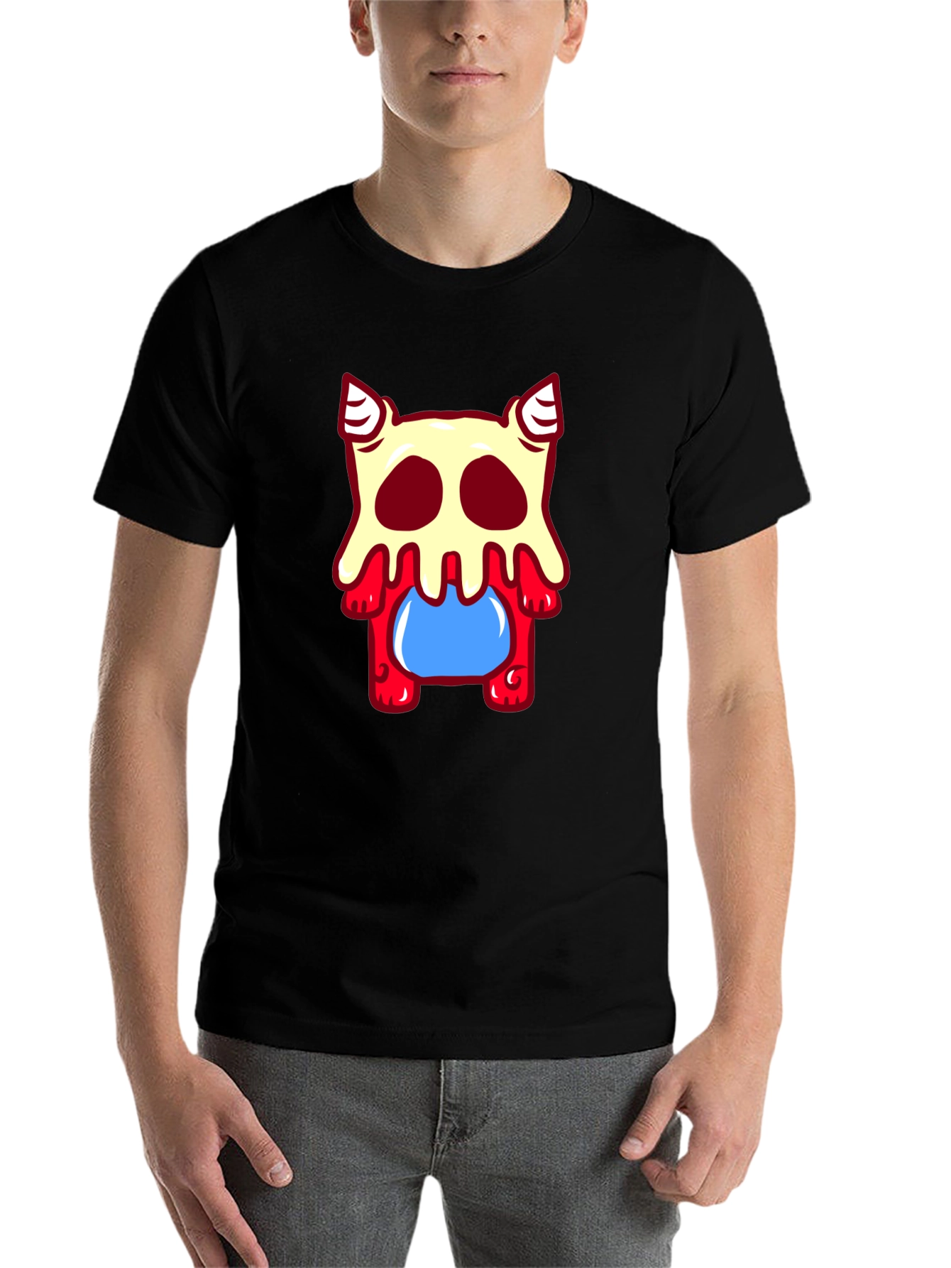 Black Cartoon Monster Graphic Tee - Black view 7