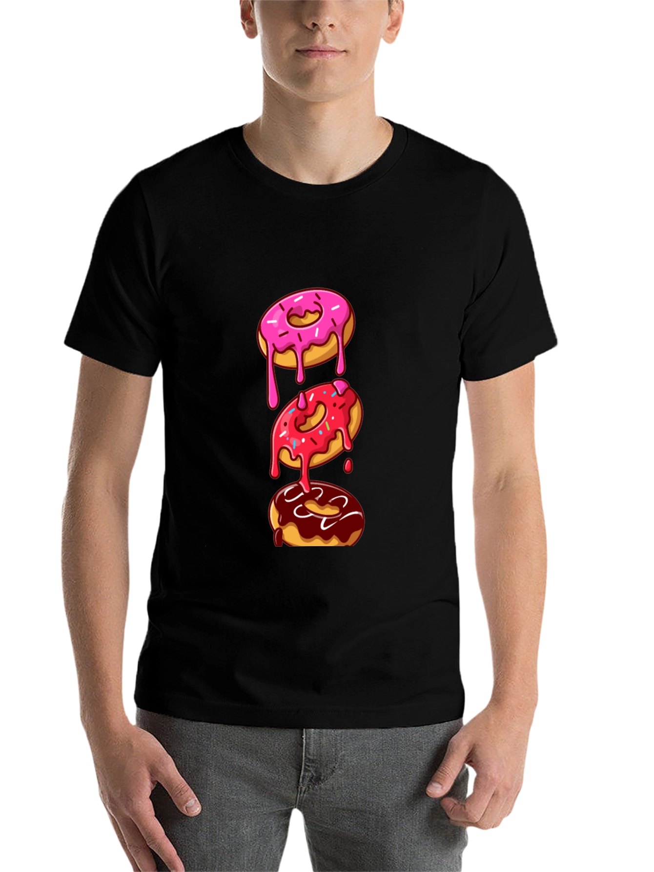 Black Donut Stack Graphic Tee - Fun & Trendy Style view 7