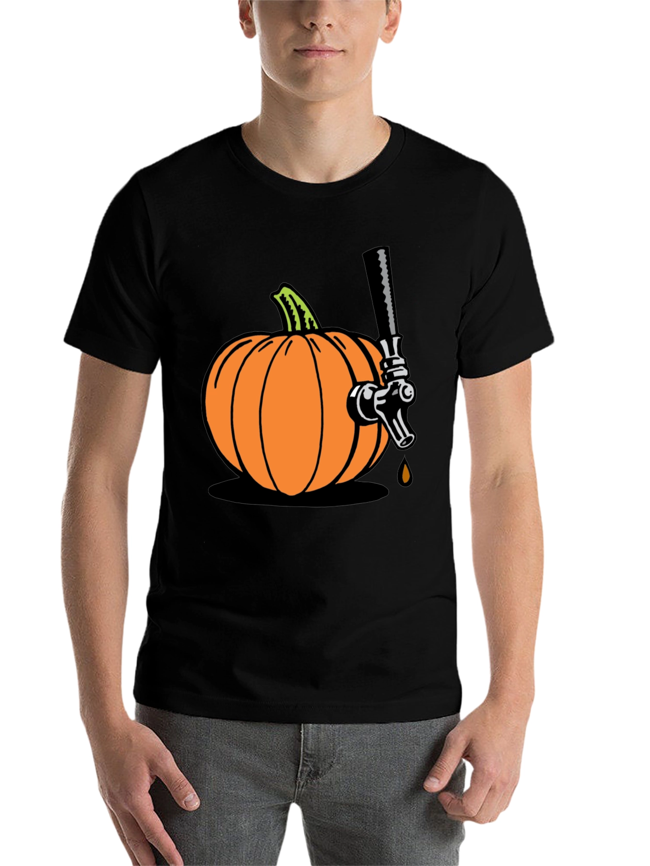 Black Pumpkin Beer Tap Graphic Tee view 7