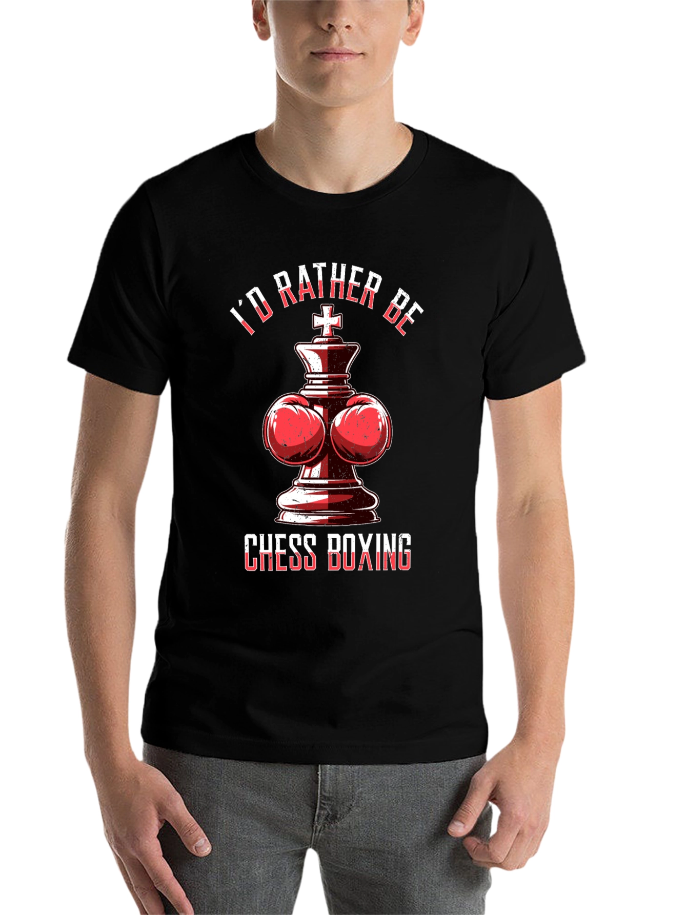 Black Chess Boxing T-Shirt - I'd Rather Be Playing Chess Boxing view 7