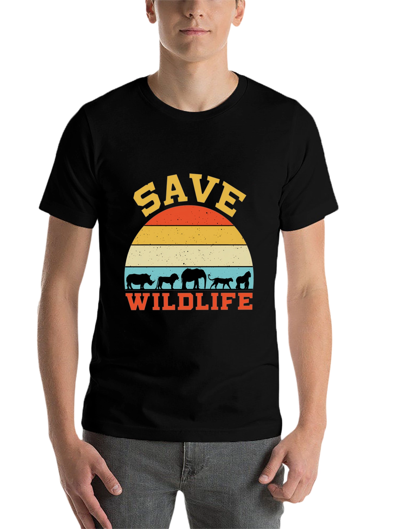 Black Save Wildlife T-Shirt - Graphic Tee view 7