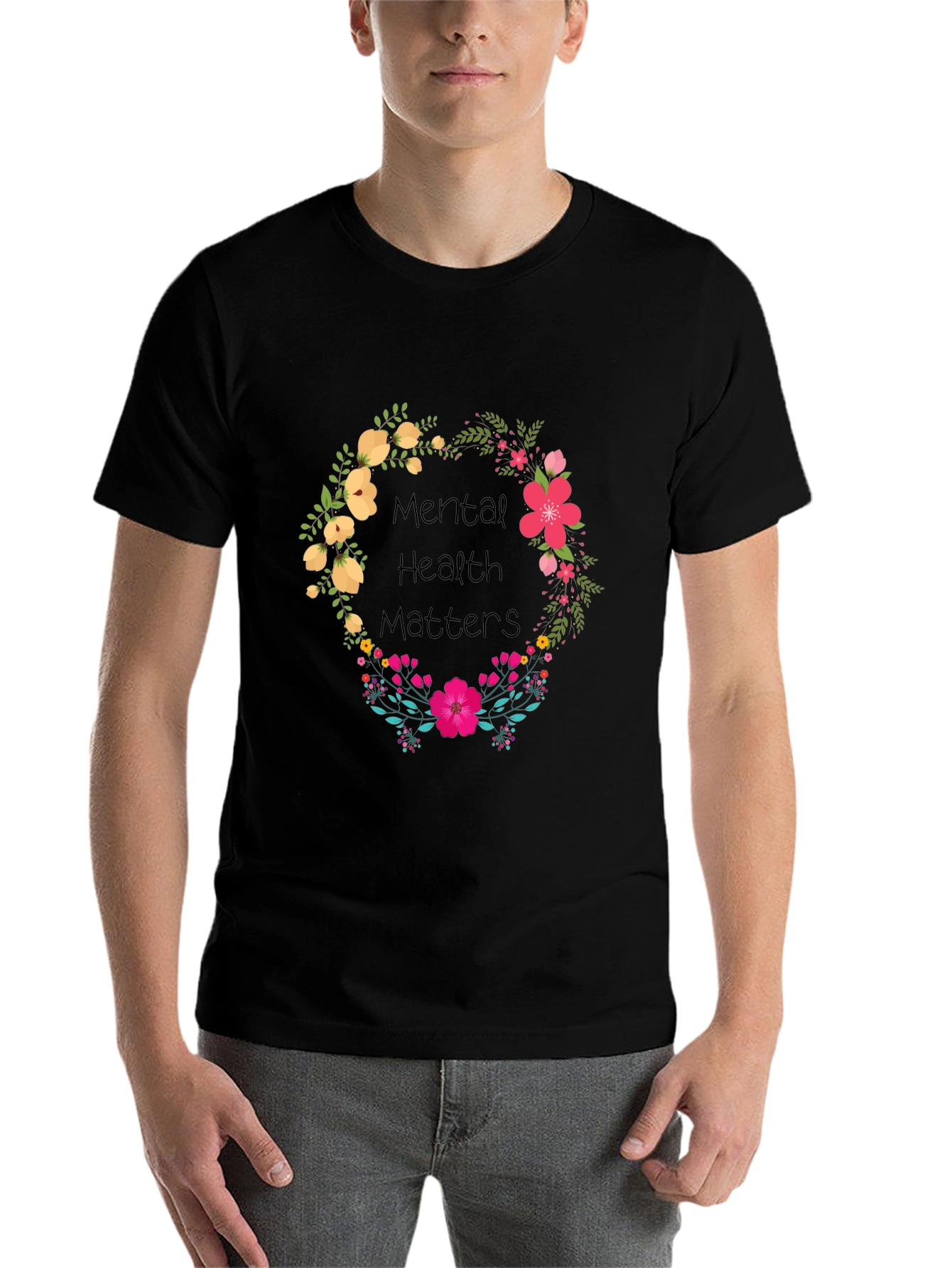Black Mental Health Matters Floral Tee view 7