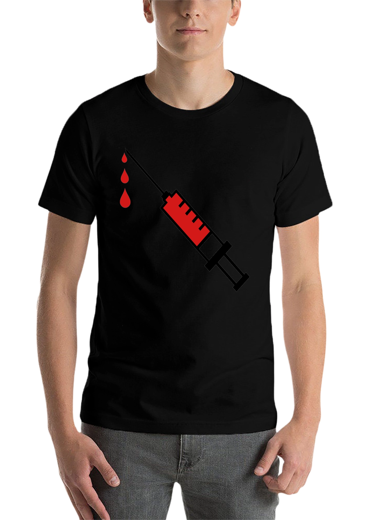 Black Syringe Graphic Tee - Black Cotton T-Shirt view 7