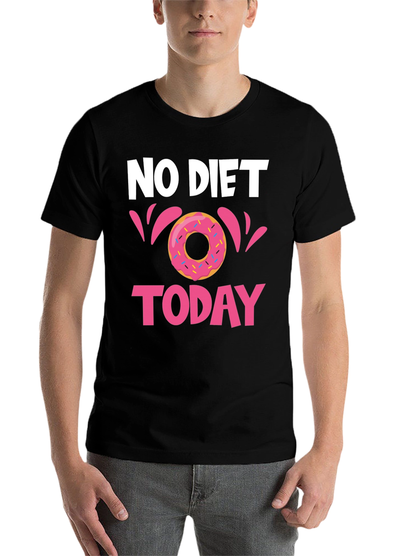 Black No Diet Today Donut T-Shirt - Fun Casual Tee view 7