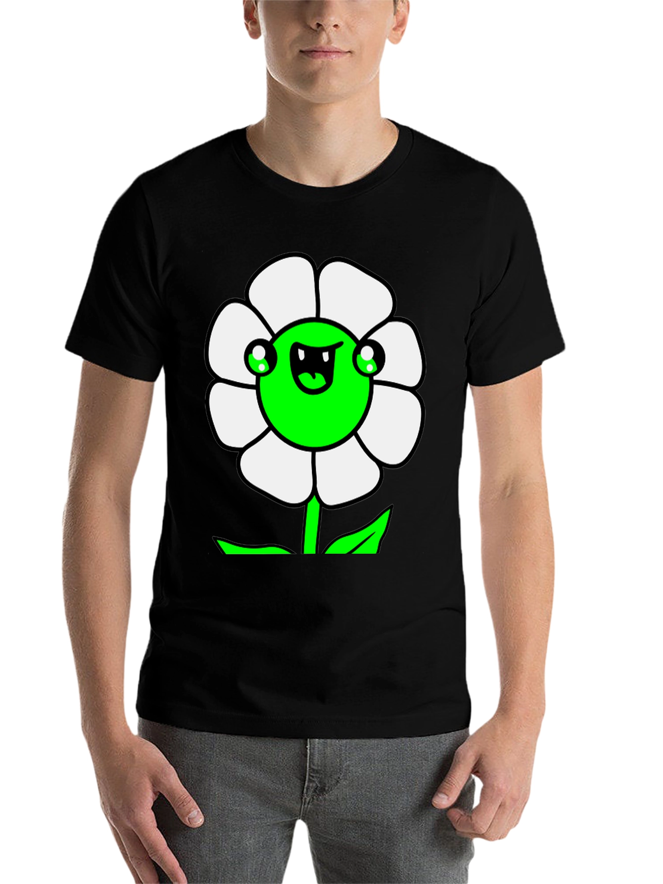 Black Funny Flower Graphic T-Shirt view 7