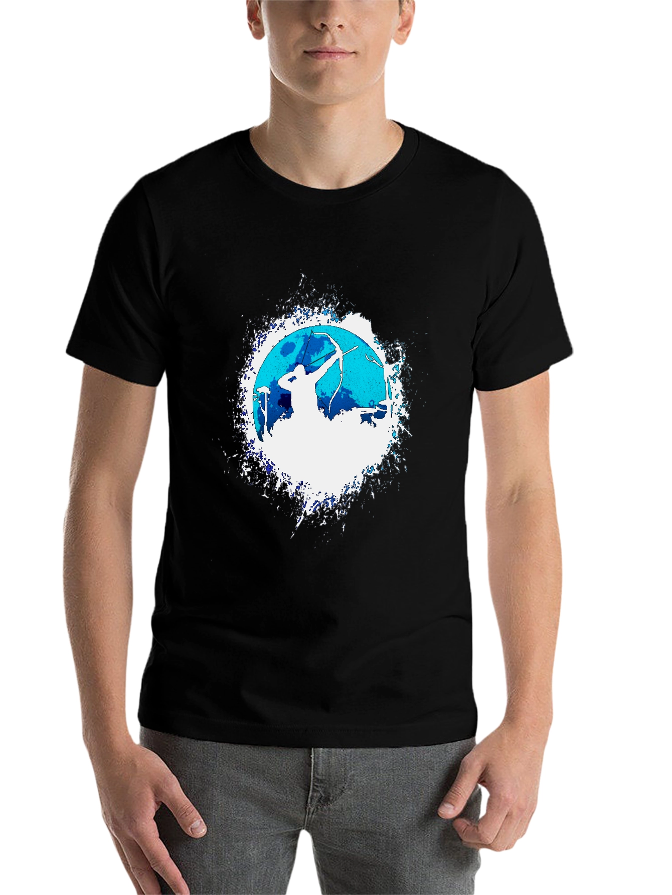 Black Archer Graphic Tee - Moonlit Silhouette Black T-Shirt view 7