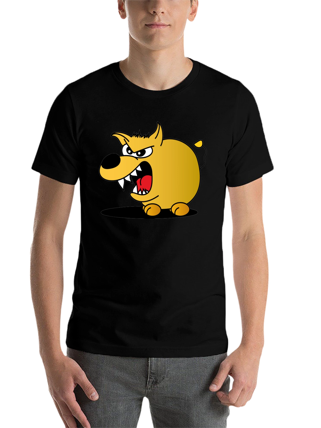 Black Cartoon Dog Graphic T-Shirt - Black Cotton Tee view 7