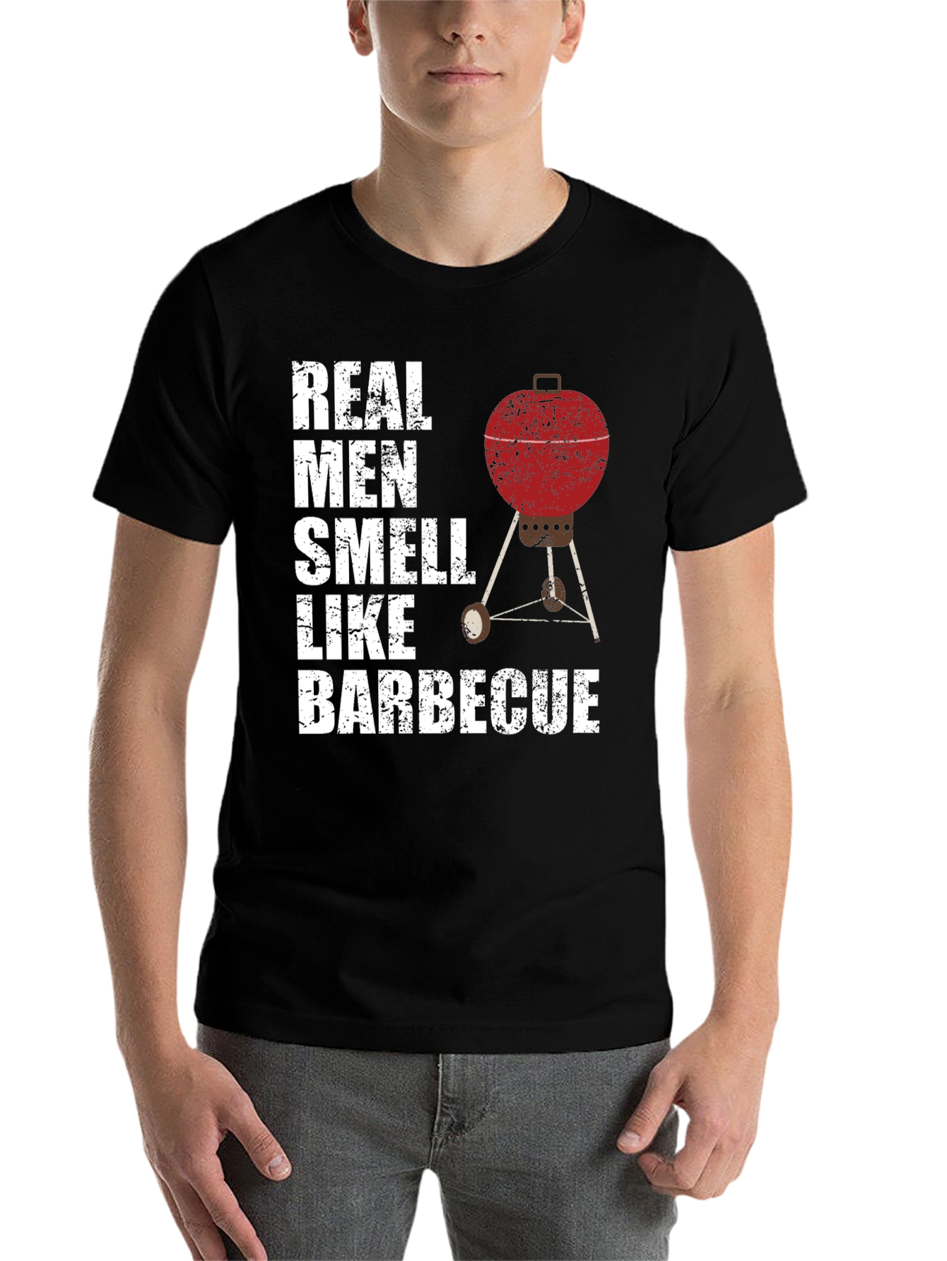 Black Real Men Smell Like Barbecue T-Shirt view 7