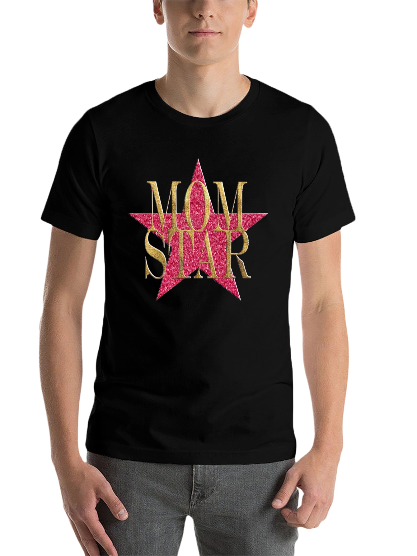 Black Mom Star Graphic Tee - Black Cotton Blend view 7