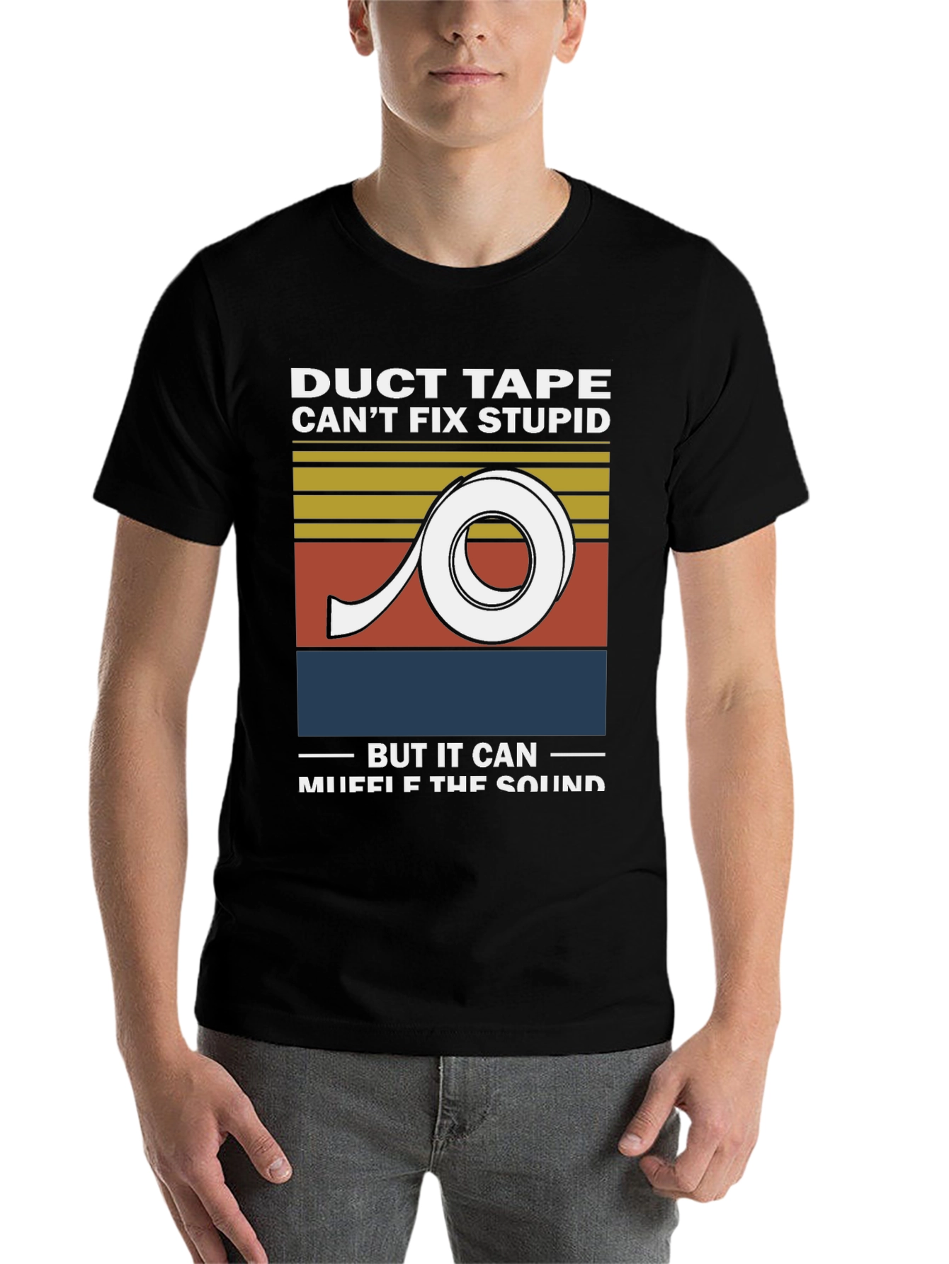 Black Duct Tape Muffle Funny Humor T-Shirt view 7