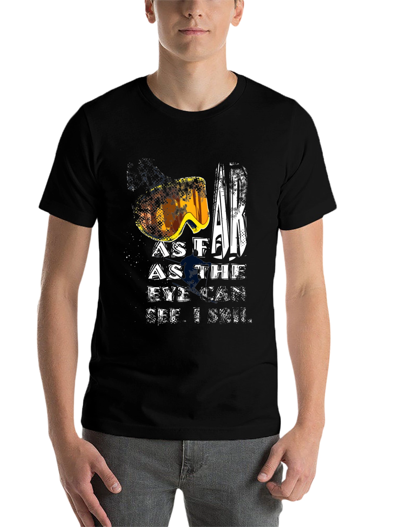 Black Ski Goggles T-Shirt - As Far As The Eye Can See view 7