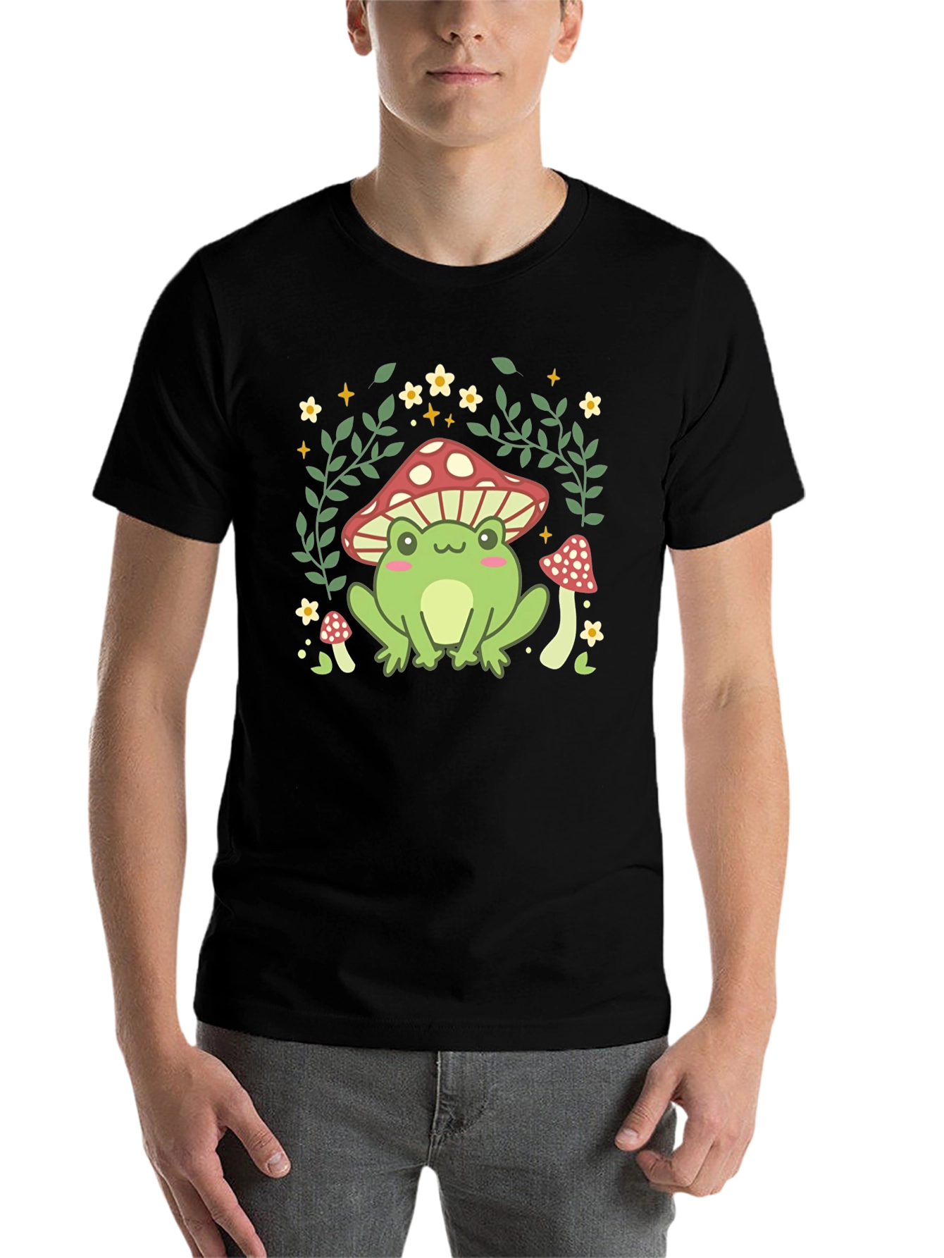 Mushroom Frog Graphic Tee - Cute Nature Design - 7