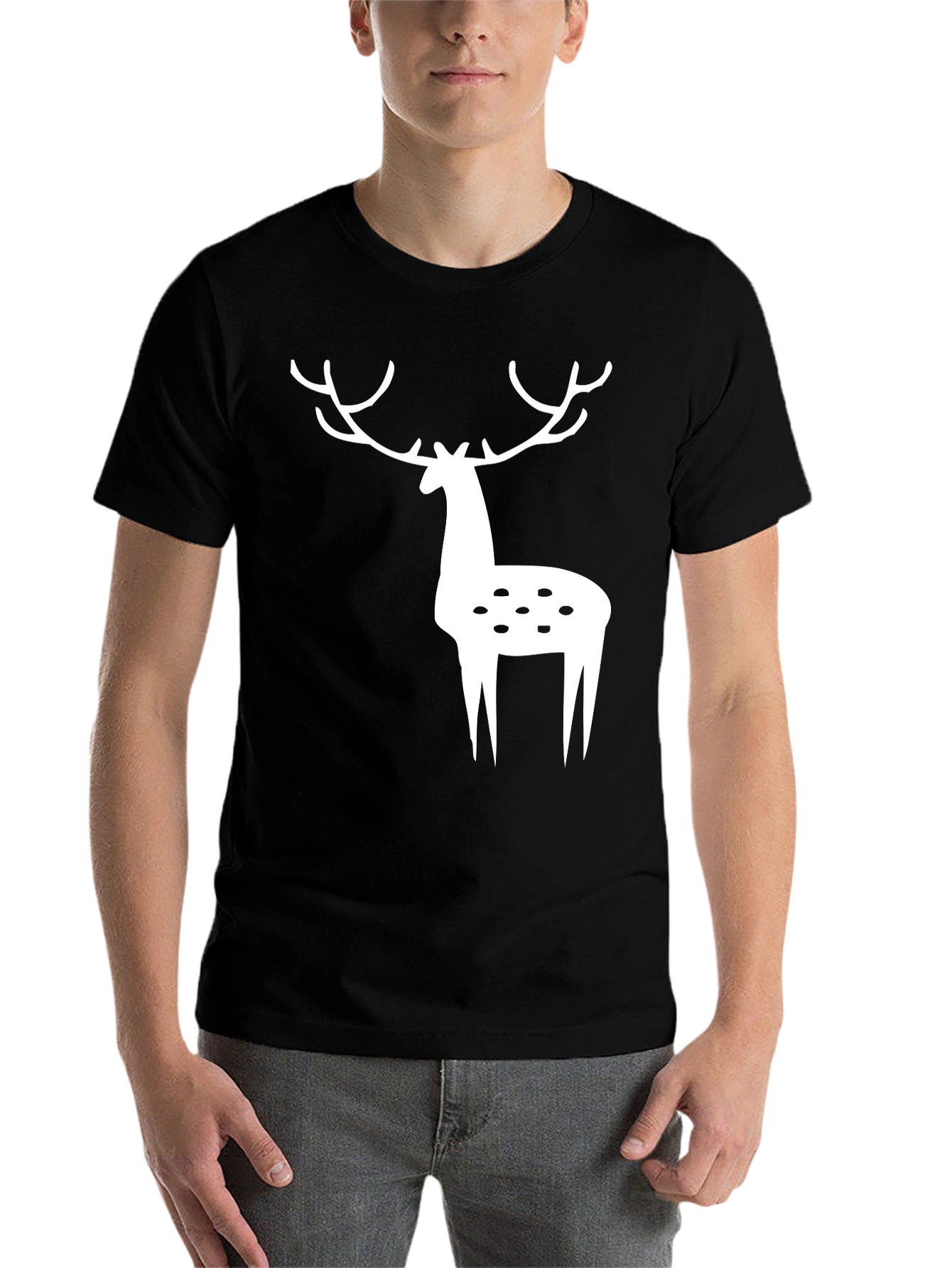 Black Deer Graphic Tee - Black Casual Shirt view 7