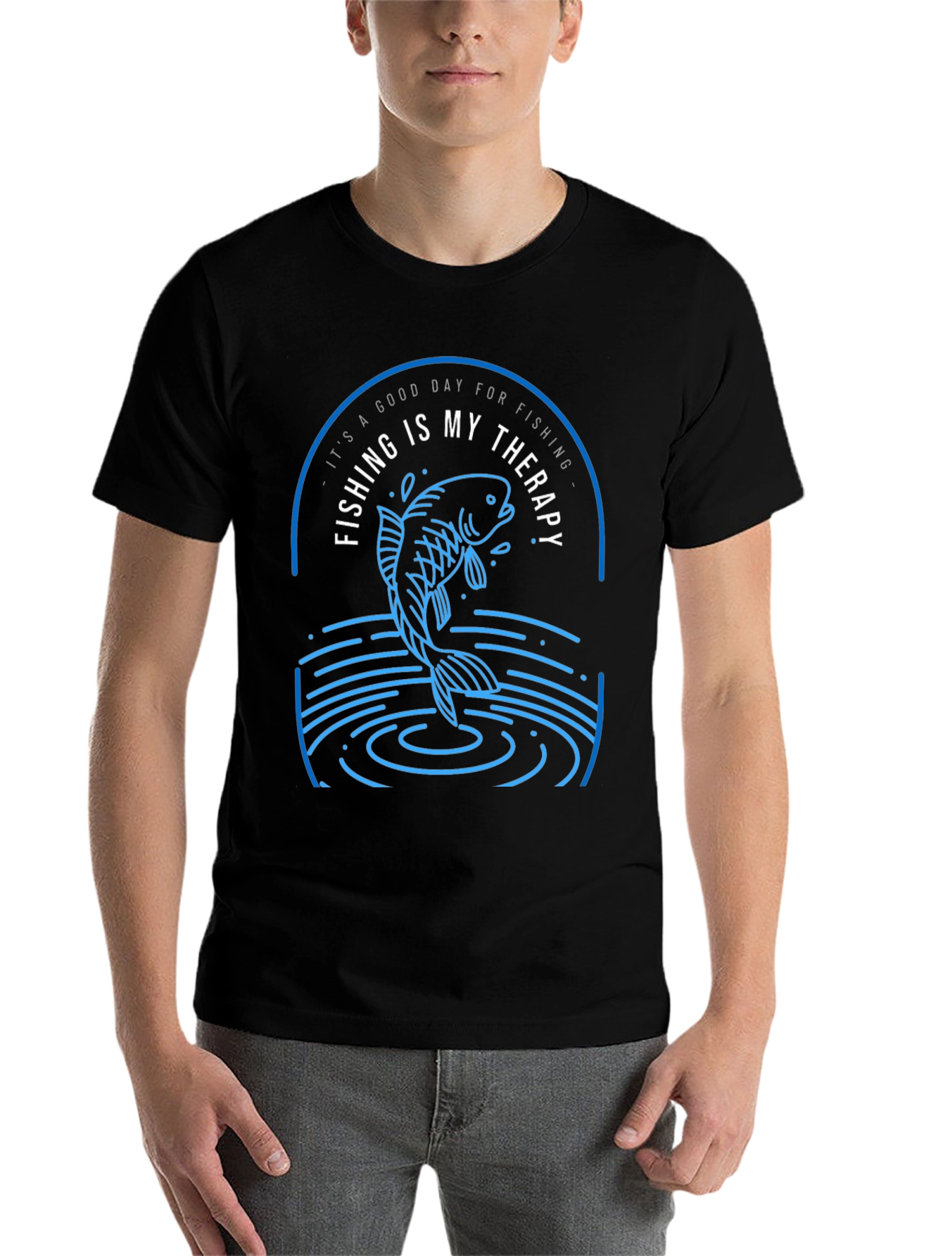 Black Fishing Is My Therapy T-Shirt view 7