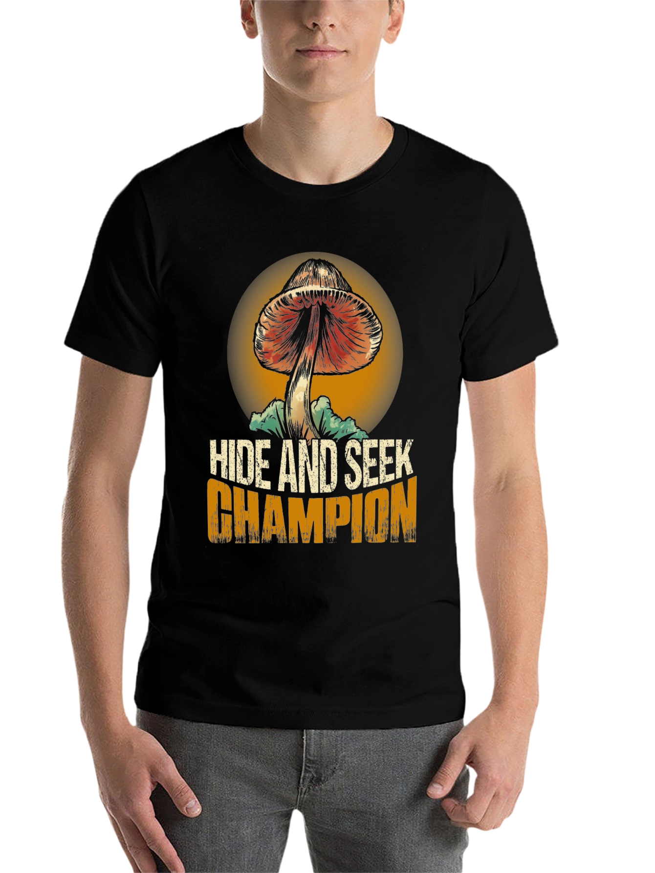 Black Hide and Seek Champion Mushroom Graphic T-Shirt view 7
