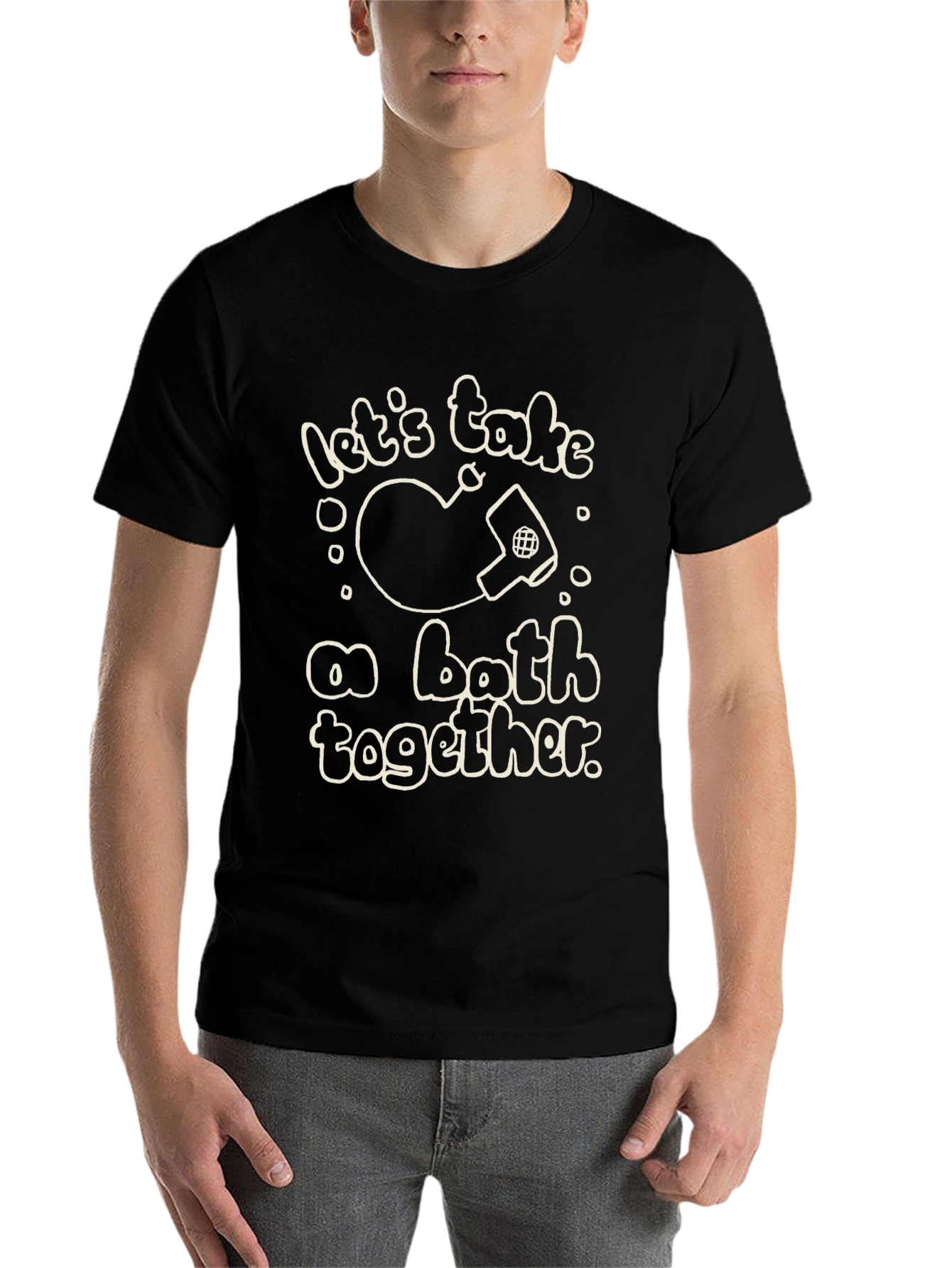 Black Funny Bath Together T-Shirt view 7