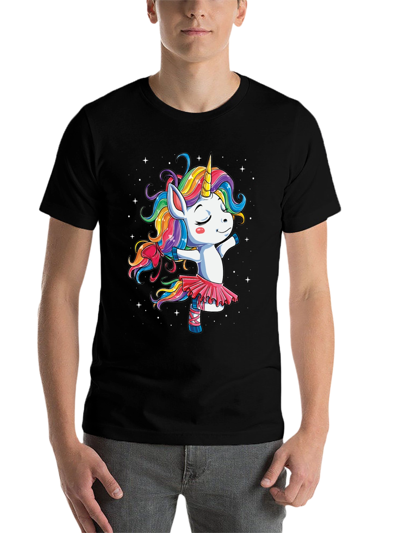 Black Unicorn Ballerina Black T-Shirt view 7