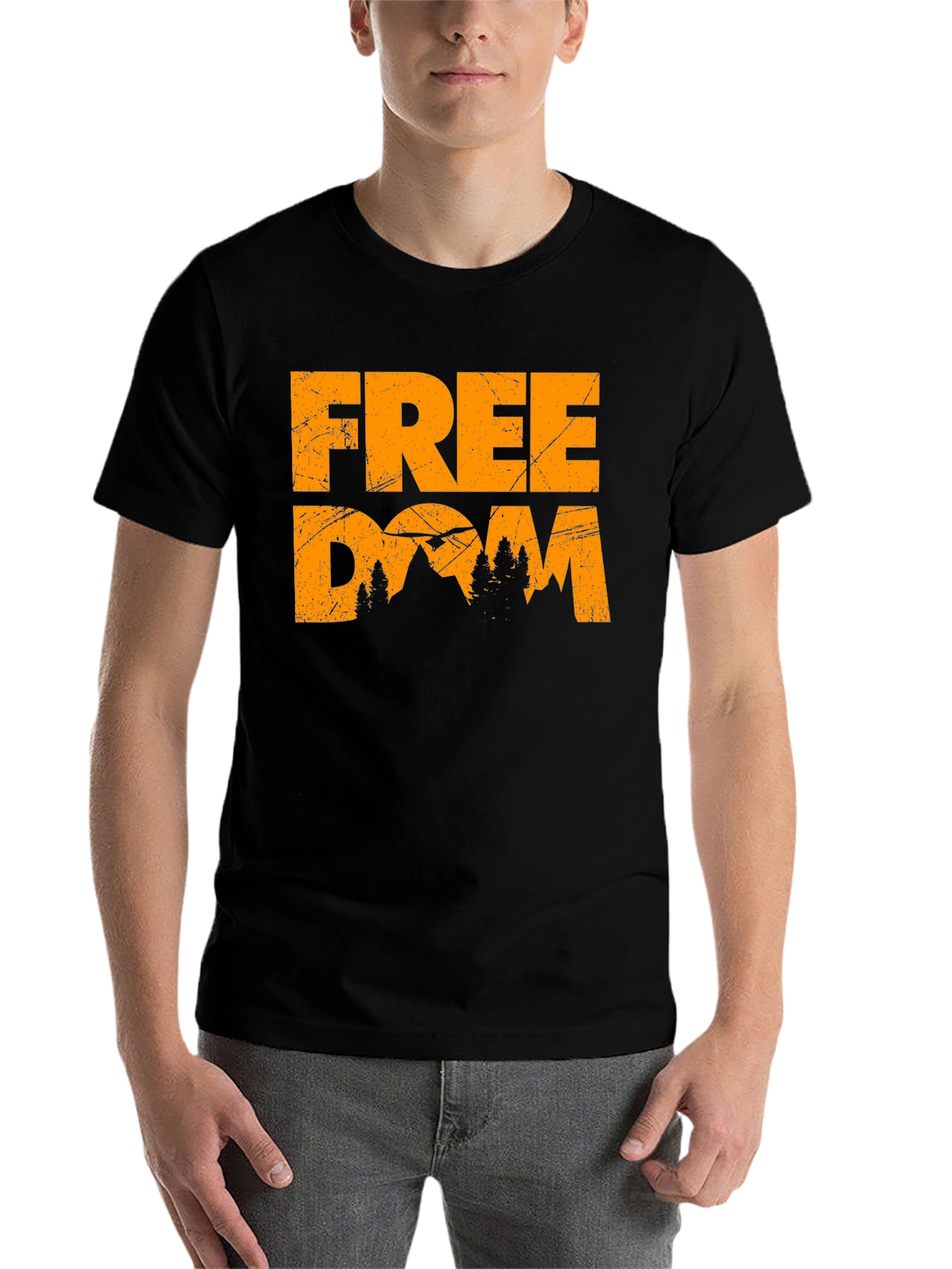 Black Freedom Mountain Graphic Tee - Black view 7