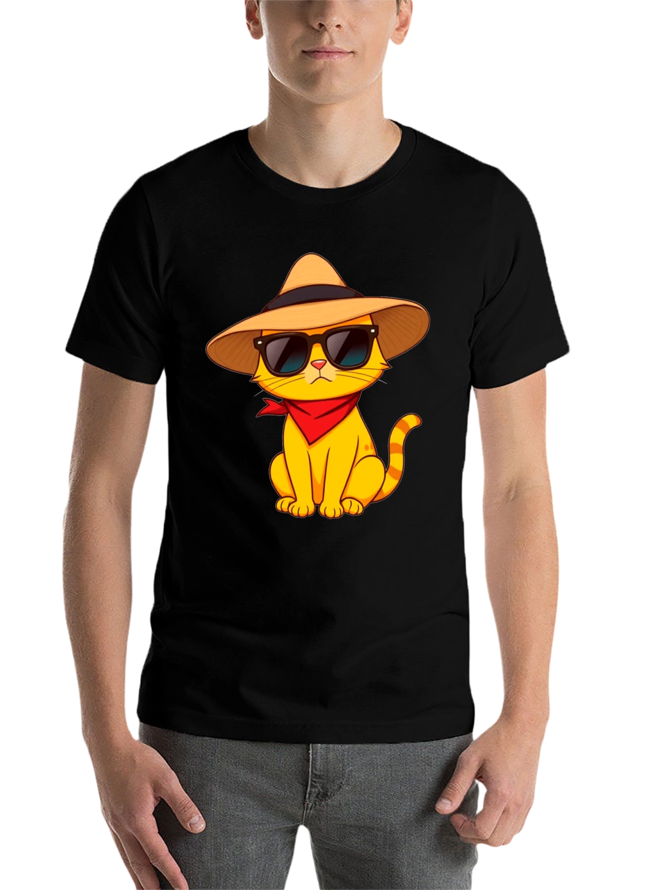 Black Cool Cat T-Shirt - Stylish Graphic Tee view 7