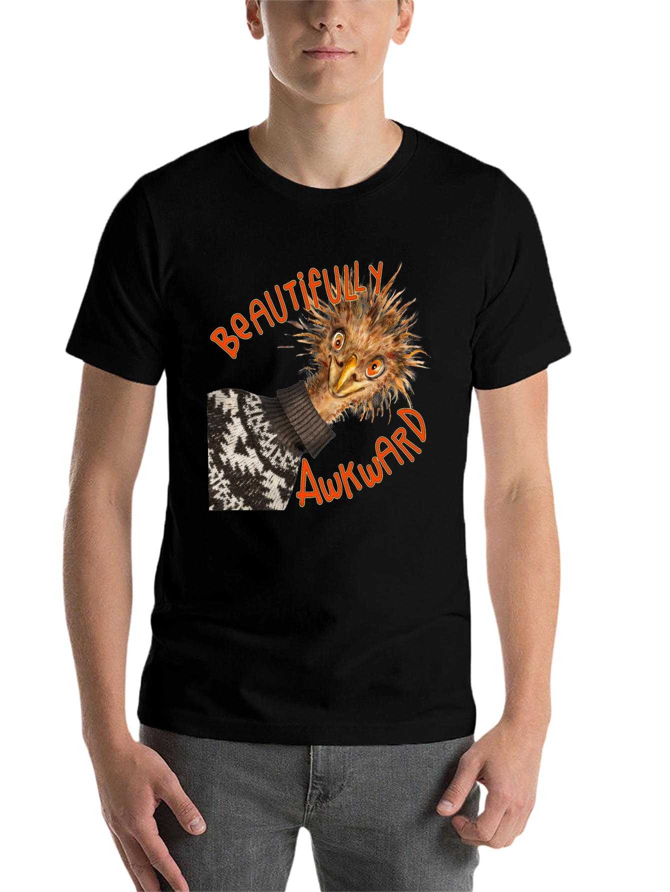 Black Beautifully Awkward Emu Graphic Tee view 7
