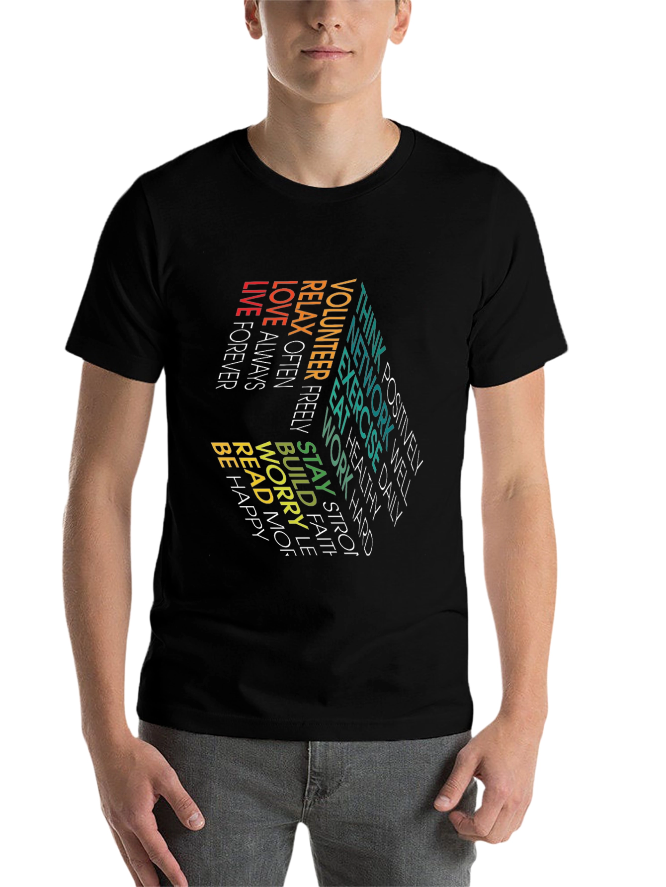 Black Inspirational Word Art T-Shirt view 7