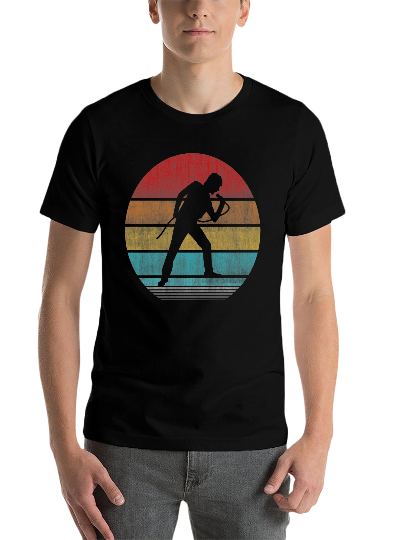 Black Retro Singer Silhouette Graphic T-Shirt view 7