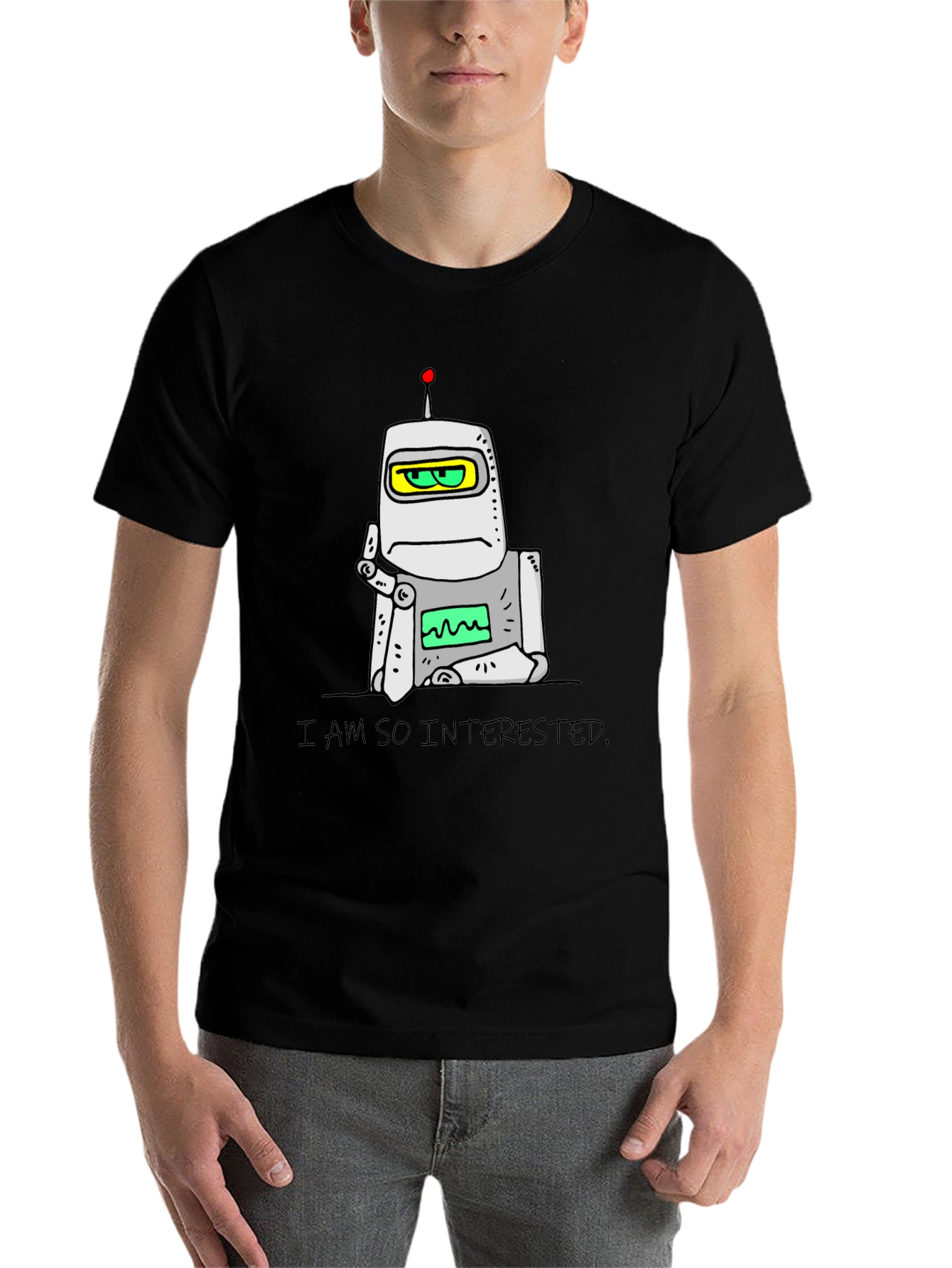 Black Interested Robot Graphic T-Shirt view 7