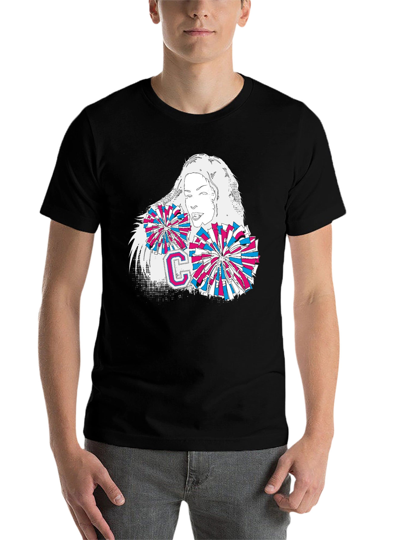 Black Cheerleader Graphic T-Shirt - Stylish Cotton Tee view 7