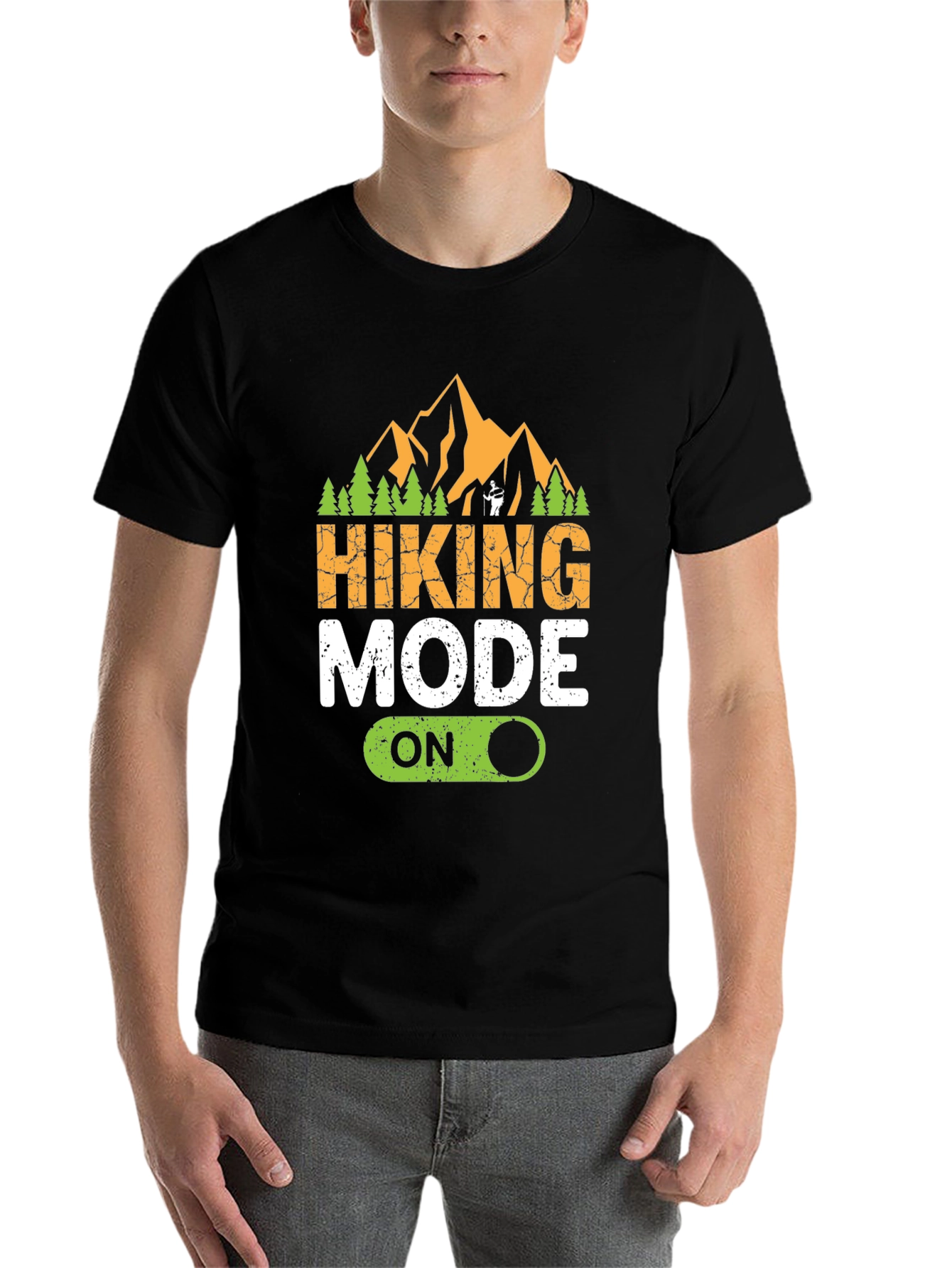 Black Hiking Mode On Graphic Tee - Adventure Ready! view 7