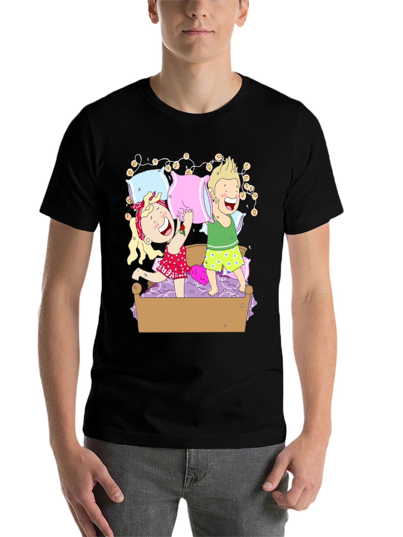 Black Pillow Fight T-Shirt view 7