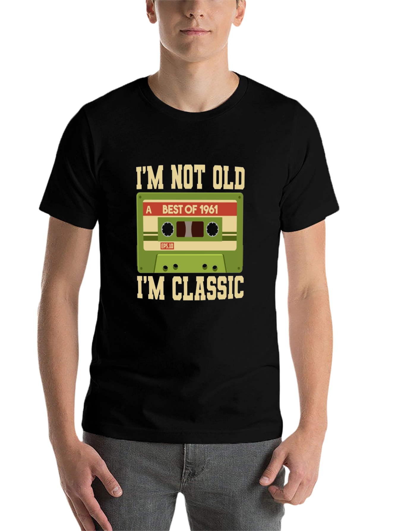 Black I'm Not Old, I'm Classic 1961 Cassette Tape T-Shirt view 7