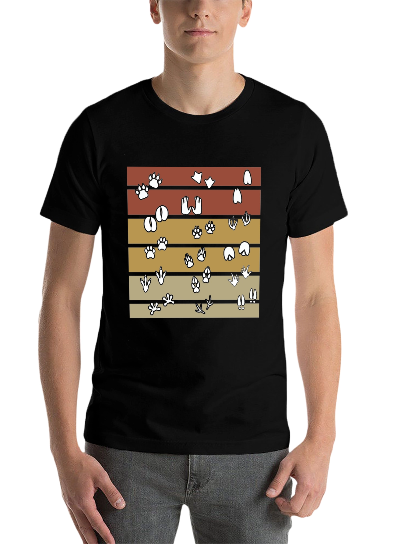 Black Animal Tracks Retro T-Shirt view 7