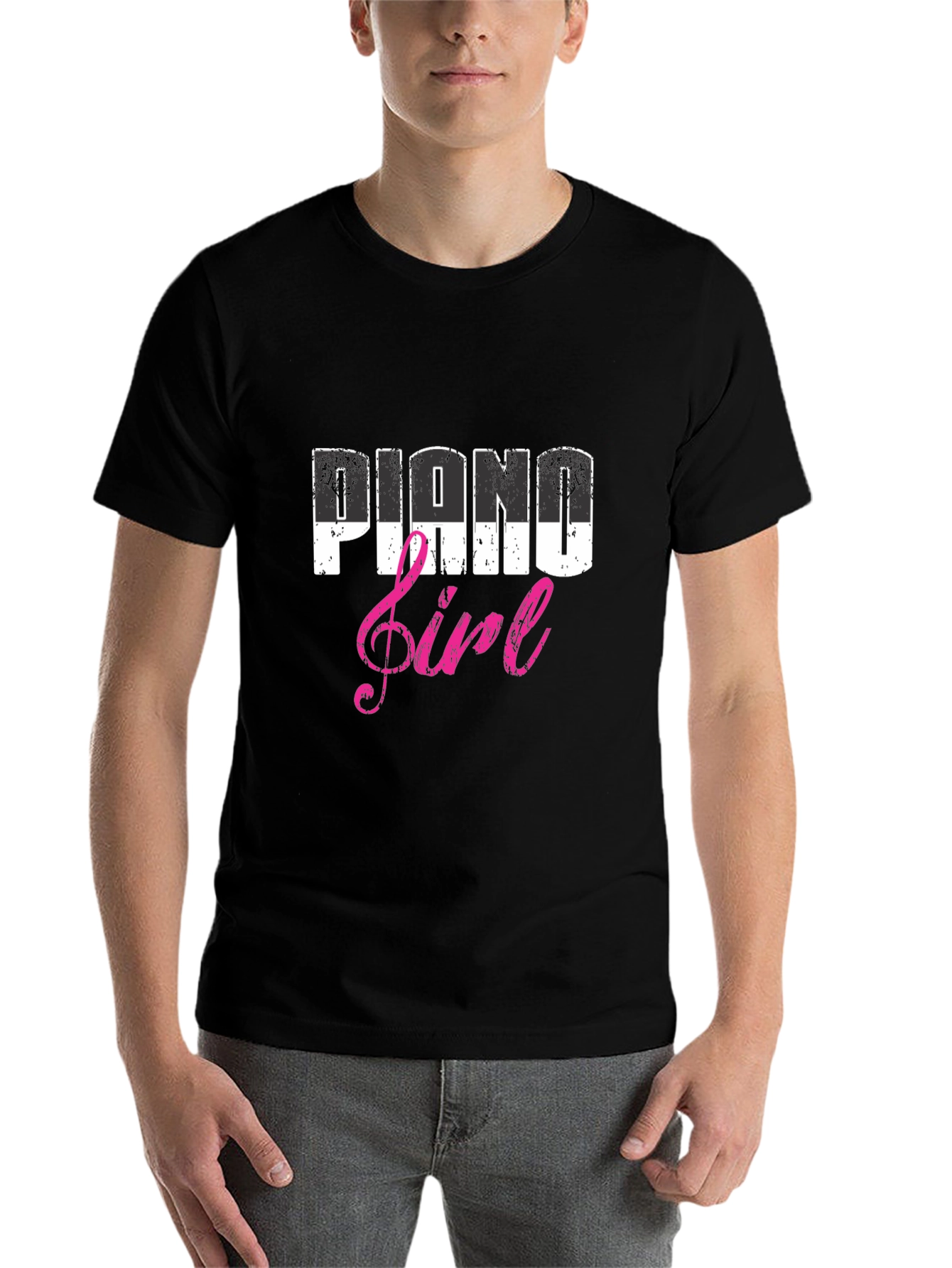 Black Piano Girl Tee - Music Lover T-Shirt view 7