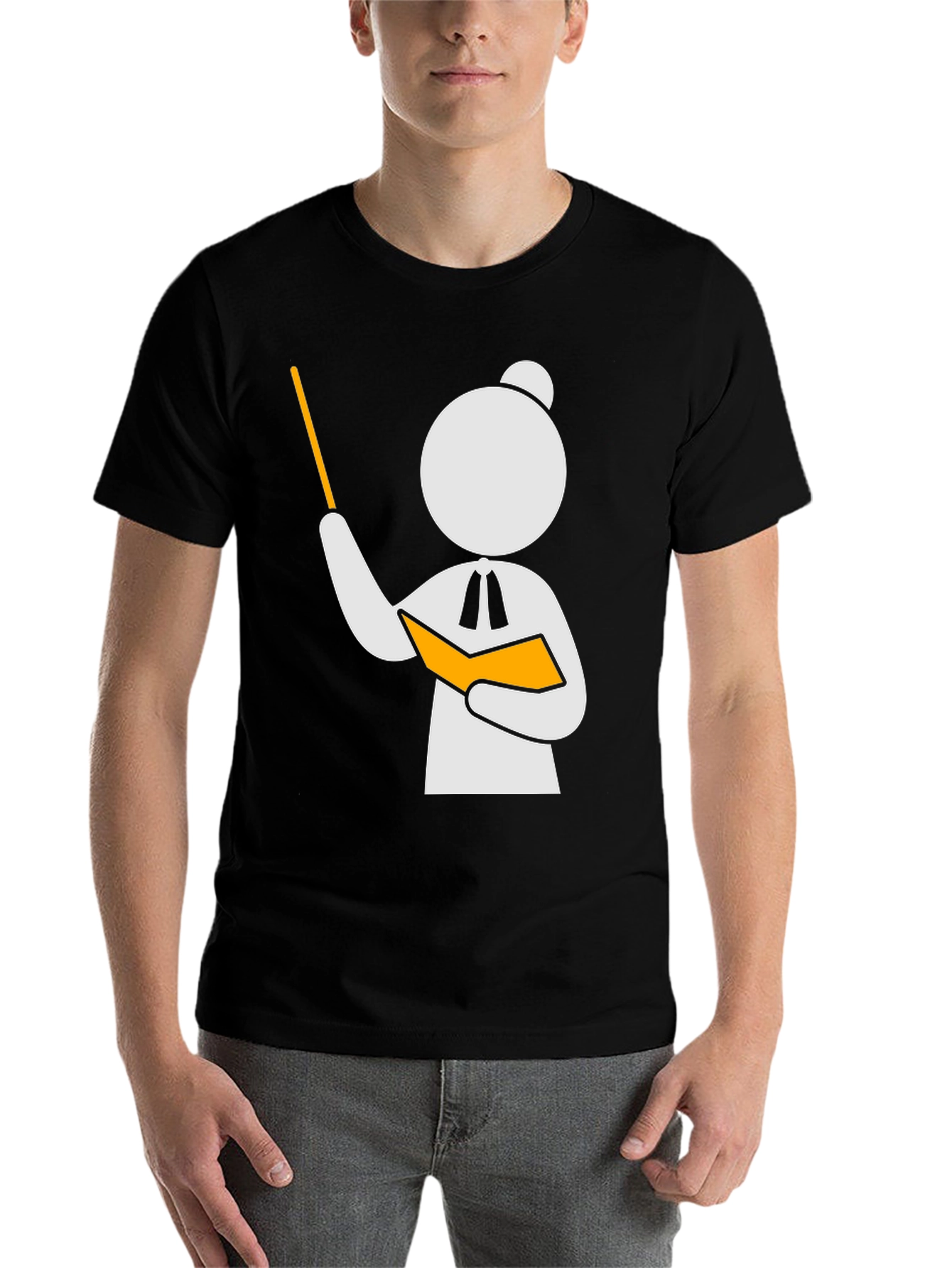 Black Teacher Stick Figure Black T-Shirt view 7