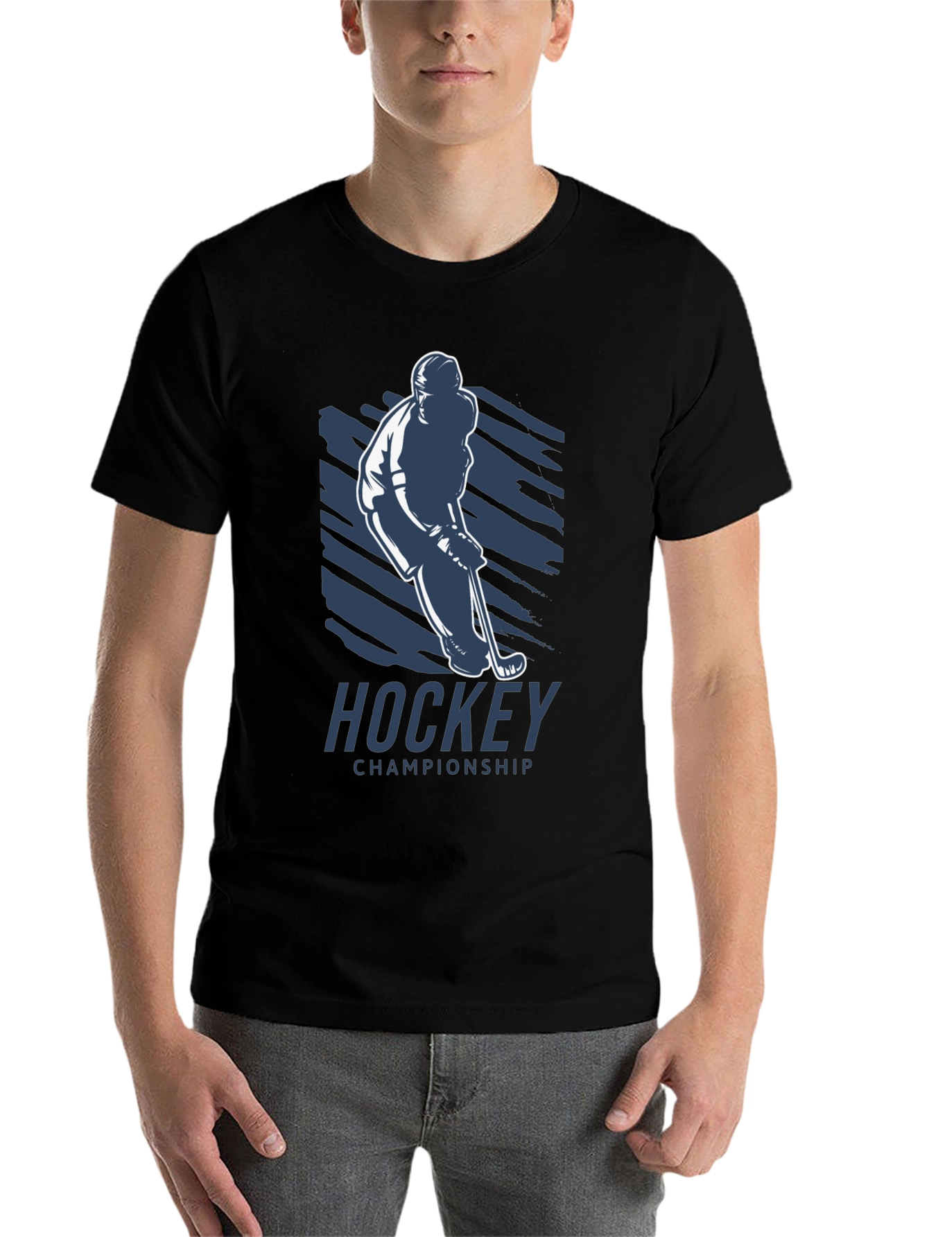 Black Hockey Championship T-Shirt - Black view 7
